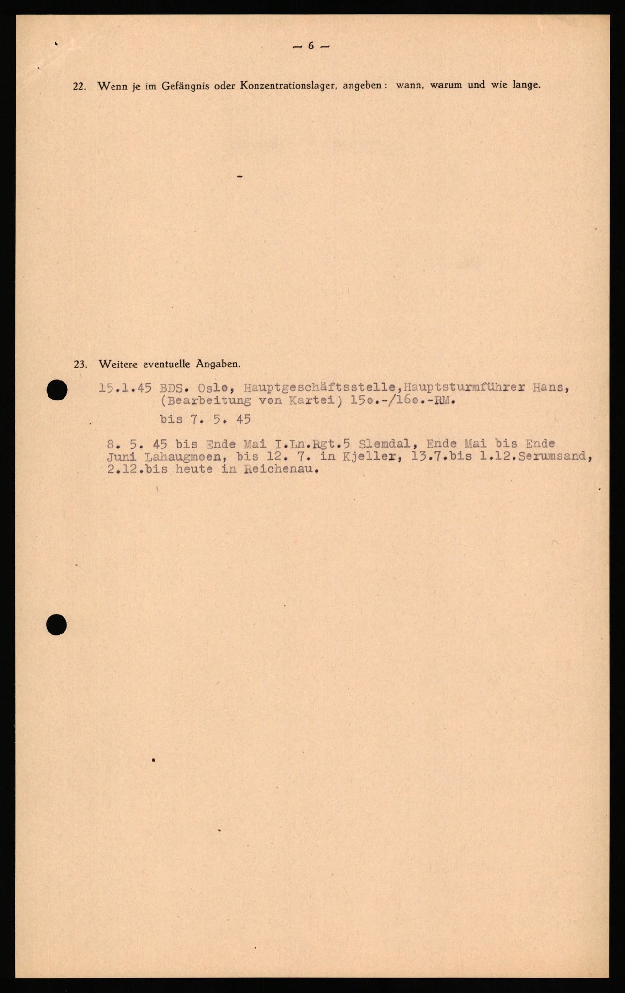 Forsvaret, Forsvarets overkommando II, AV/RA-RAFA-3915/D/Db/L0037: CI Questionaires. Tyske okkupasjonsstyrker i Norge. Tyskere., 1945-1946, s. 341