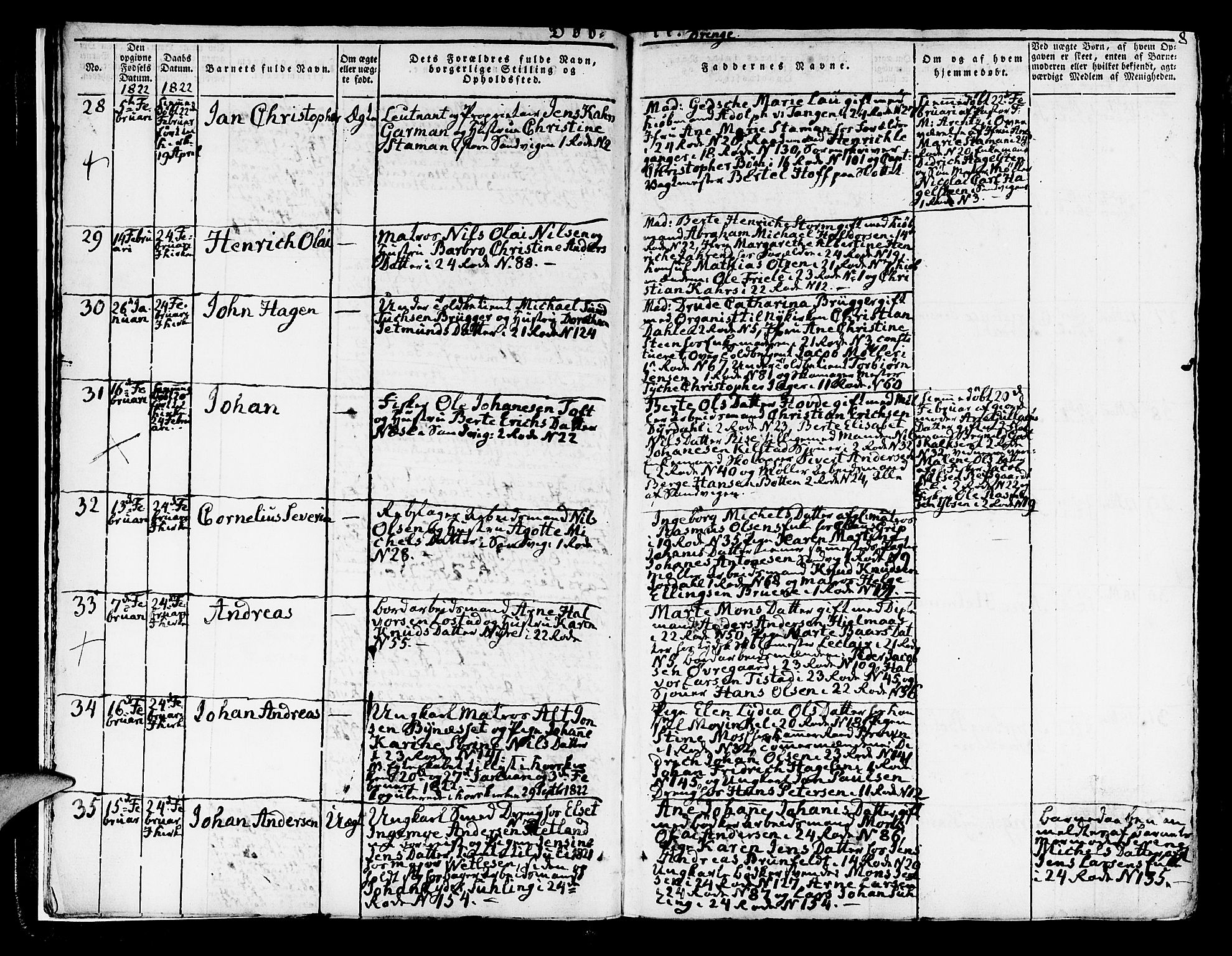 Korskirken sokneprestembete, AV/SAB-A-76101/H/Hab: Klokkerbok nr. A 3, 1821-1831, s. 8