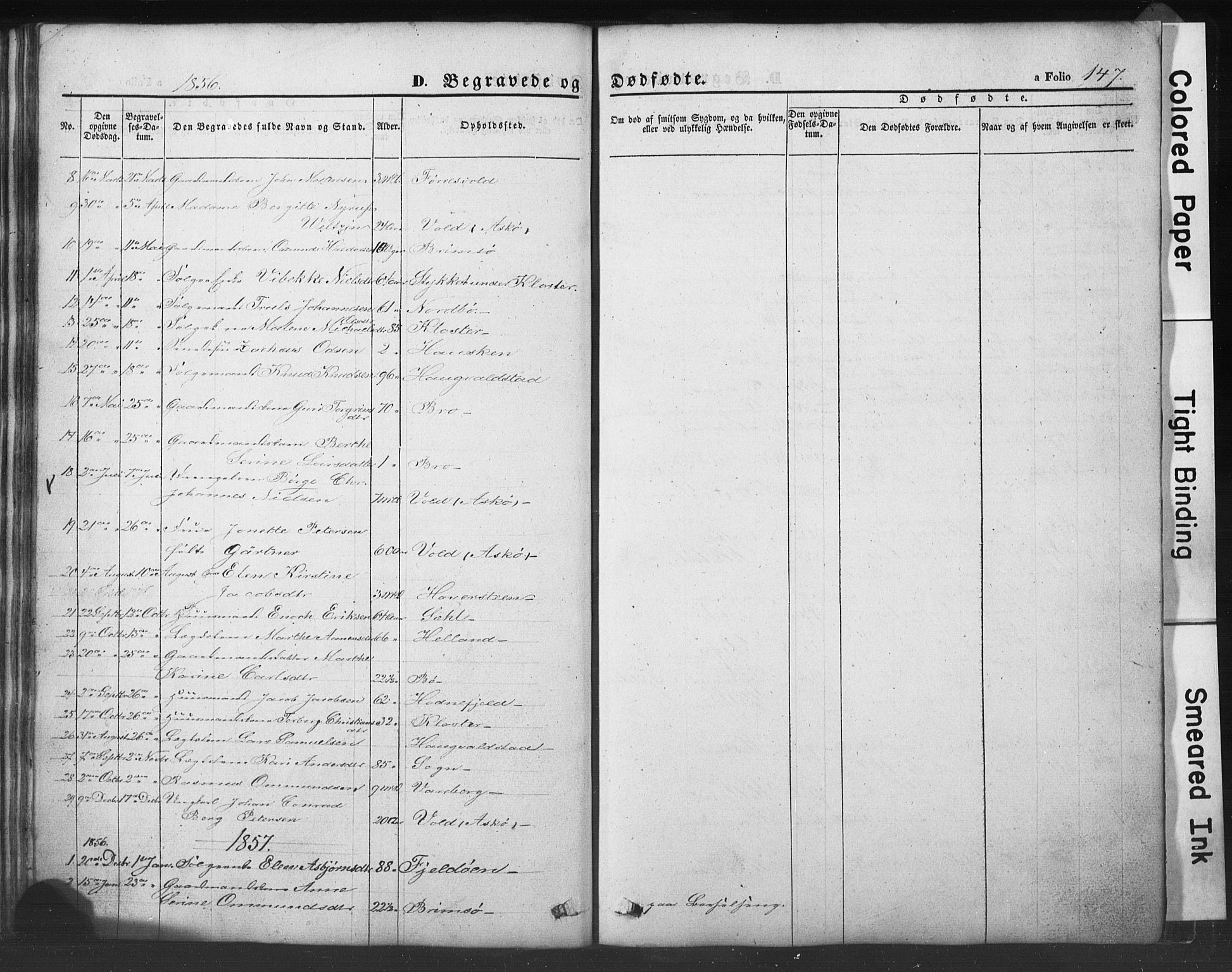 Rennesøy sokneprestkontor, AV/SAST-A -101827/H/Ha/Hab/L0002: Klokkerbok nr. B 2, 1852-1880, s. 147