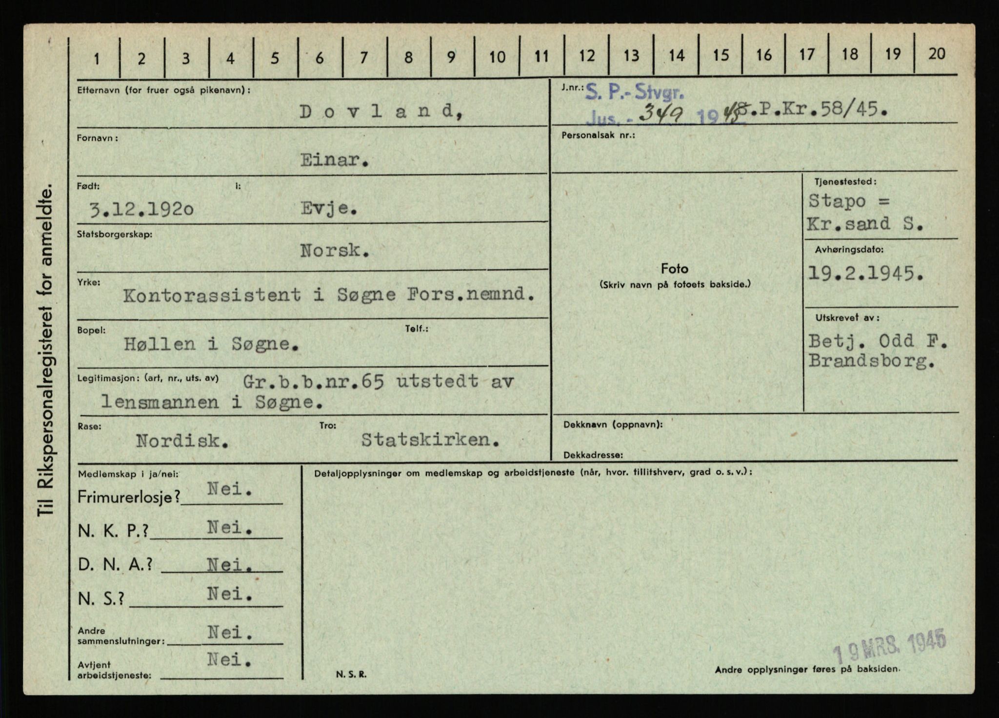 Statspolitiet - Hovedkontoret / Osloavdelingen, AV/RA-S-1329/C/Ca/L0003: Brechan - Eichinger	, 1943-1945, s. 4153