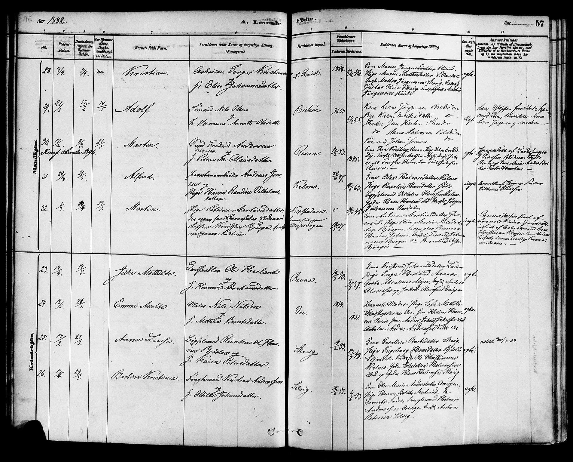 Sande Kirkebøker, AV/SAKO-A-53/F/Fa/L0006: Ministerialbok nr. 6, 1878-1888, s. 57