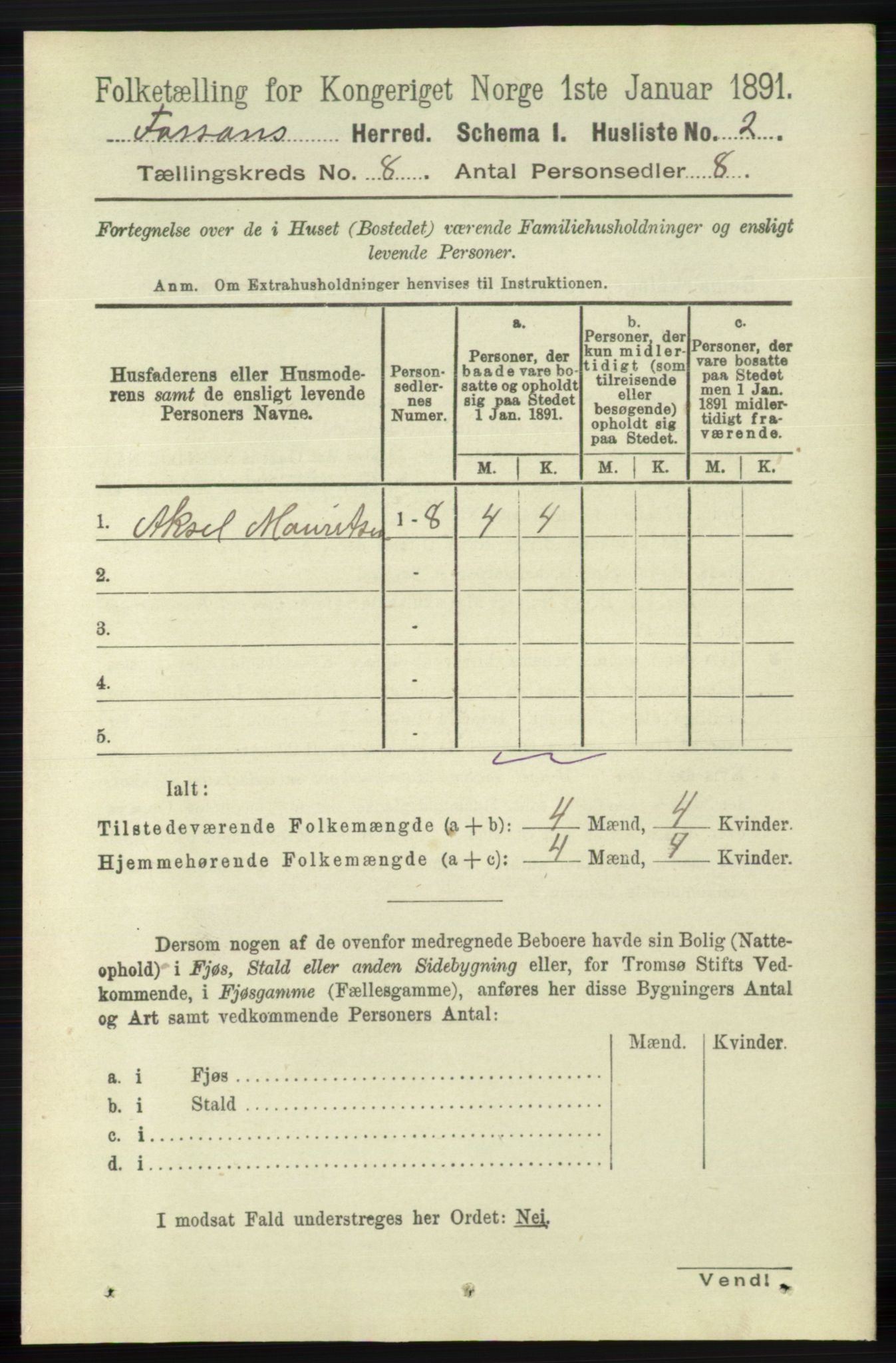 RA, Folketelling 1891 for 1129 Forsand herred, 1891, s. 1305