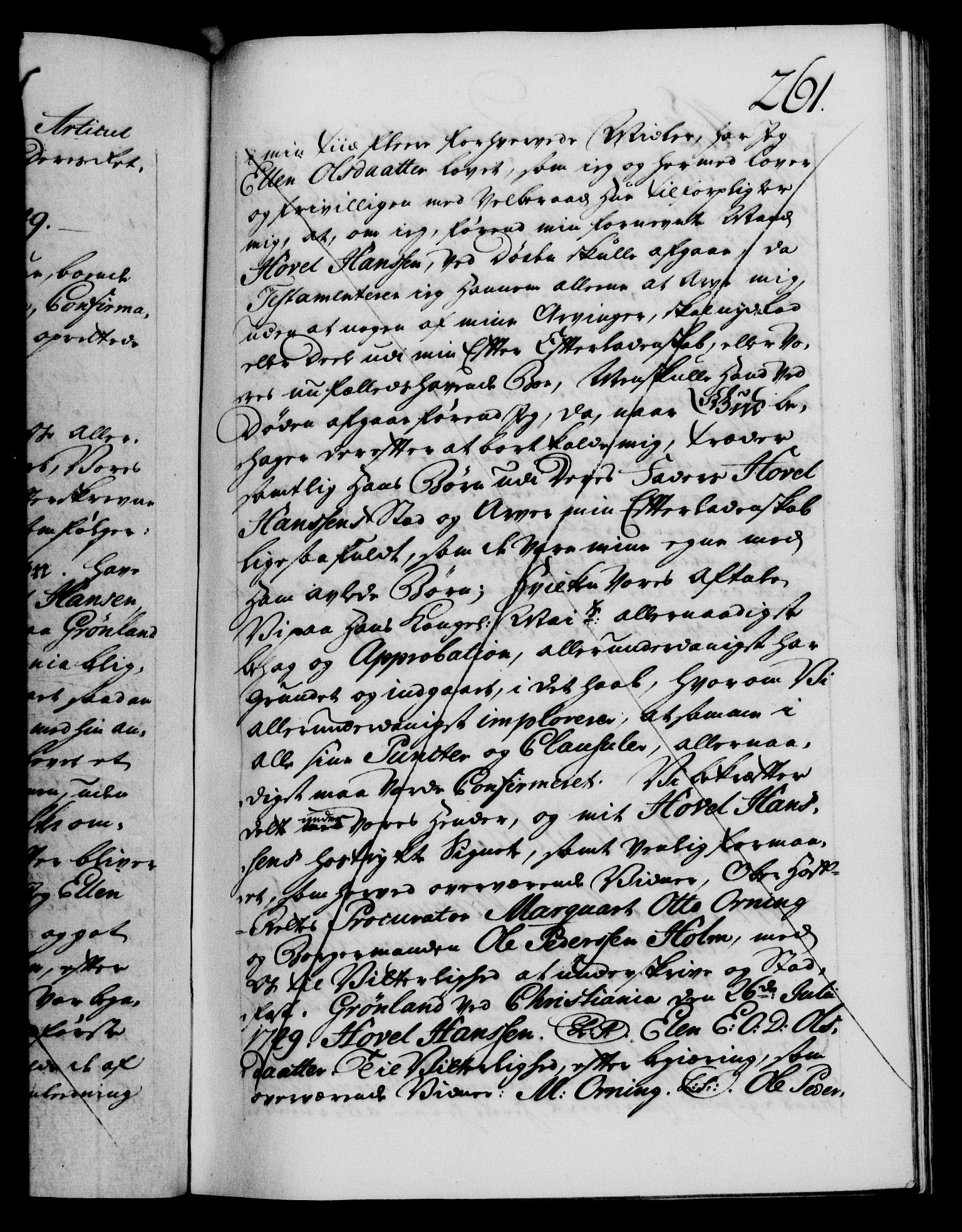 Danske Kanselli 1572-1799, RA/EA-3023/F/Fc/Fca/Fcaa/L0036: Norske registre, 1749-1750, s. 261a