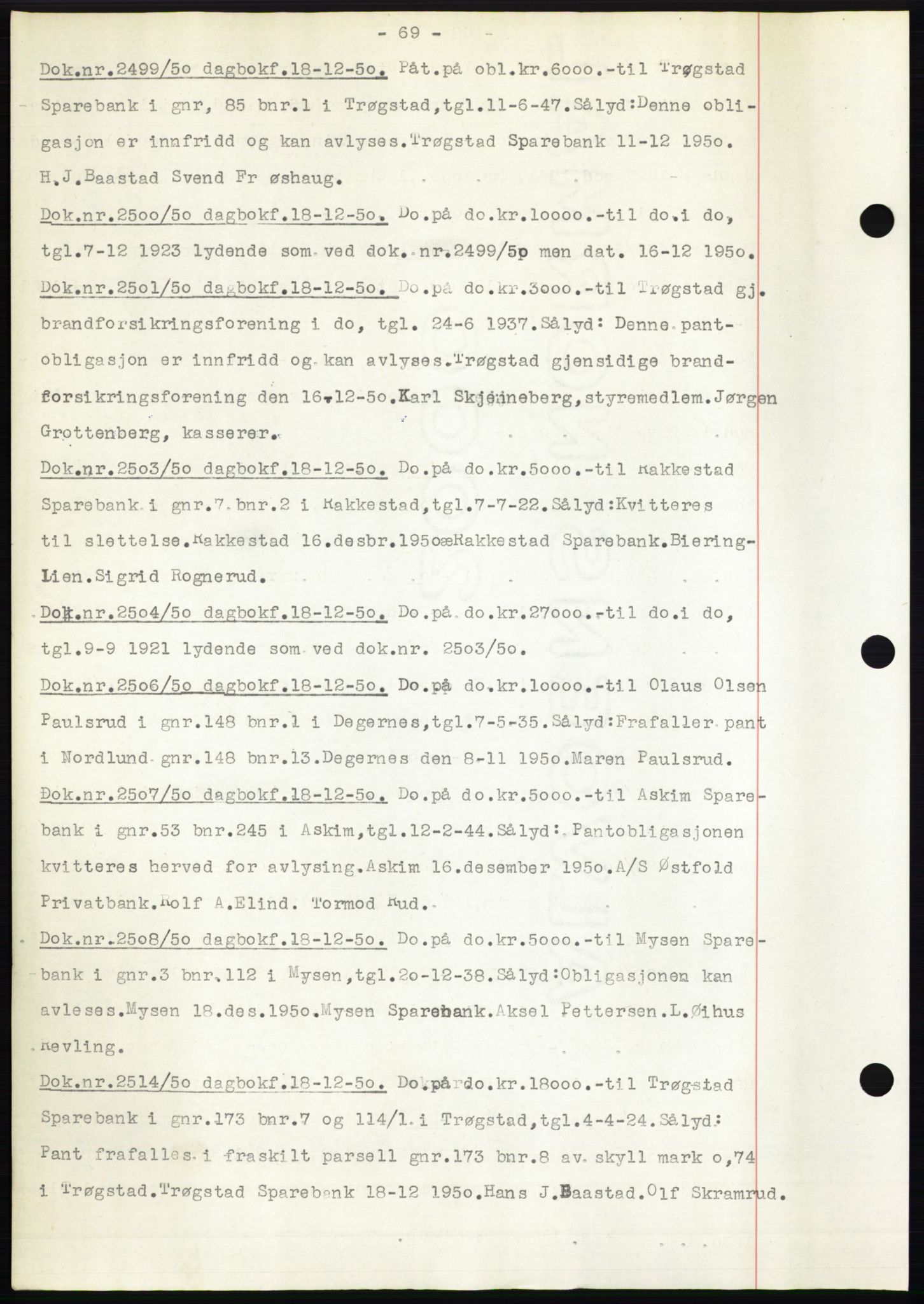 Rakkestad sorenskriveri, SAO/A-10686/G/Gb/Gba/Gbac/L0012: Pantebok nr. B1-4 og B16-20, 1949-1950, Dagboknr: 2499/1950