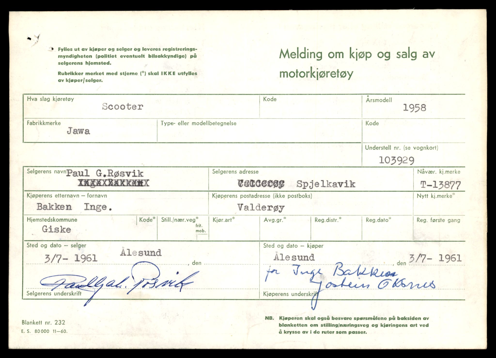 Møre og Romsdal vegkontor - Ålesund trafikkstasjon, AV/SAT-A-4099/F/Fe/L0041: Registreringskort for kjøretøy T 13710 - T 13905, 1927-1998, s. 2951