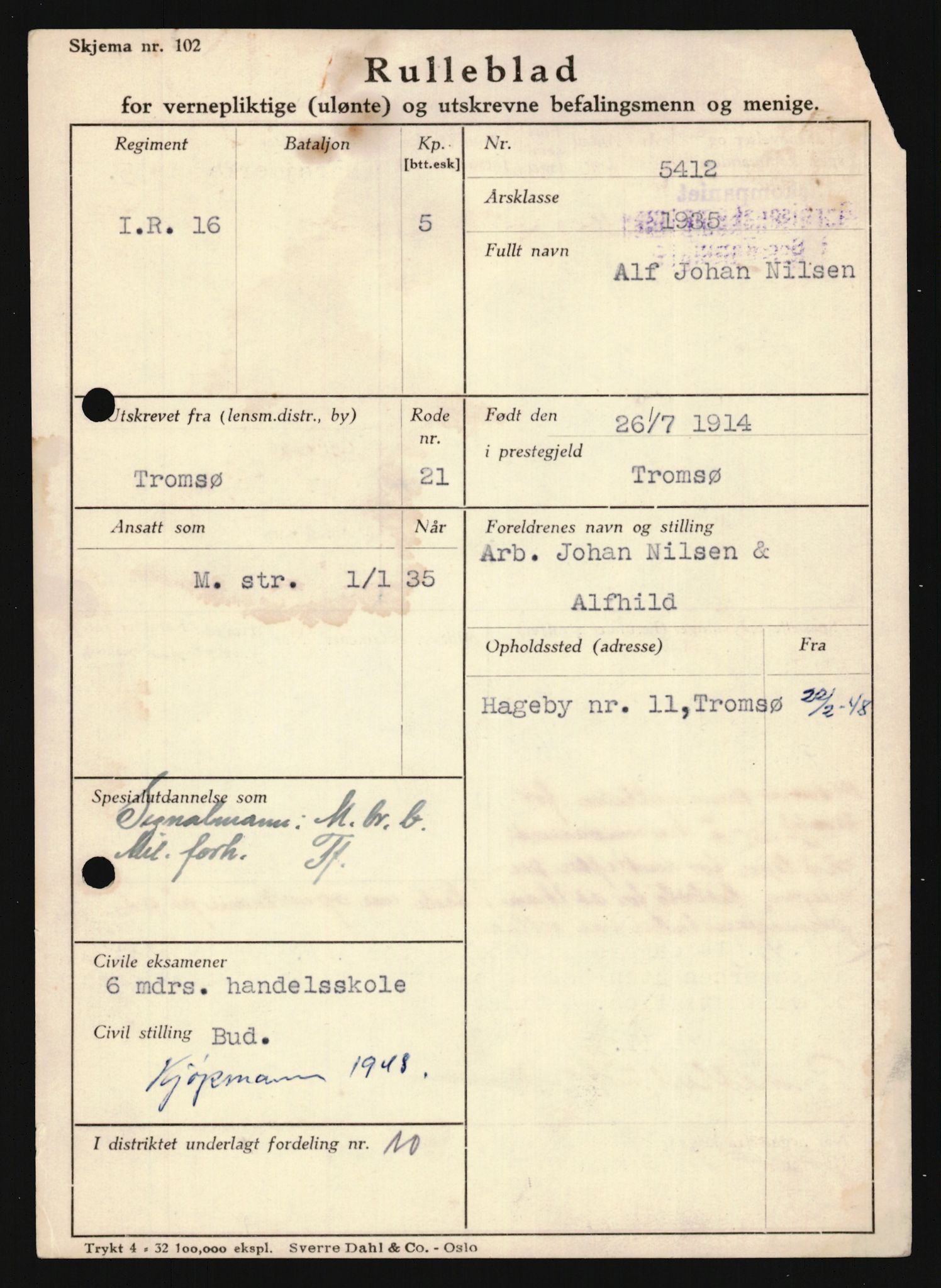 Forsvaret, Troms infanteriregiment nr. 16, AV/RA-RAFA-3146/P/Pa/L0019: Rulleblad for regimentets menige mannskaper, årsklasse 1935, 1935, s. 817