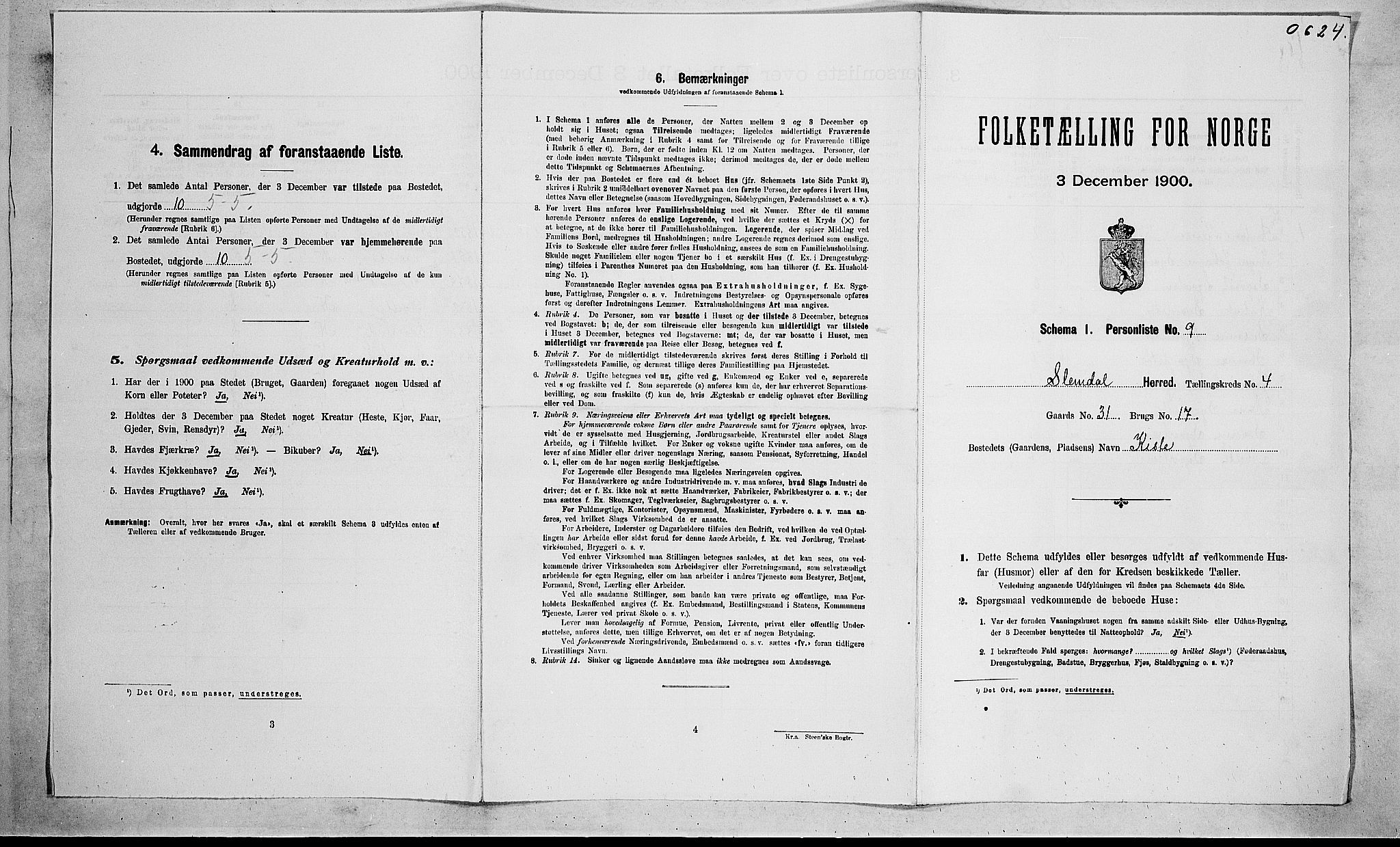 SAKO, Folketelling 1900 for 0811 Slemdal herred, 1900, s. 222