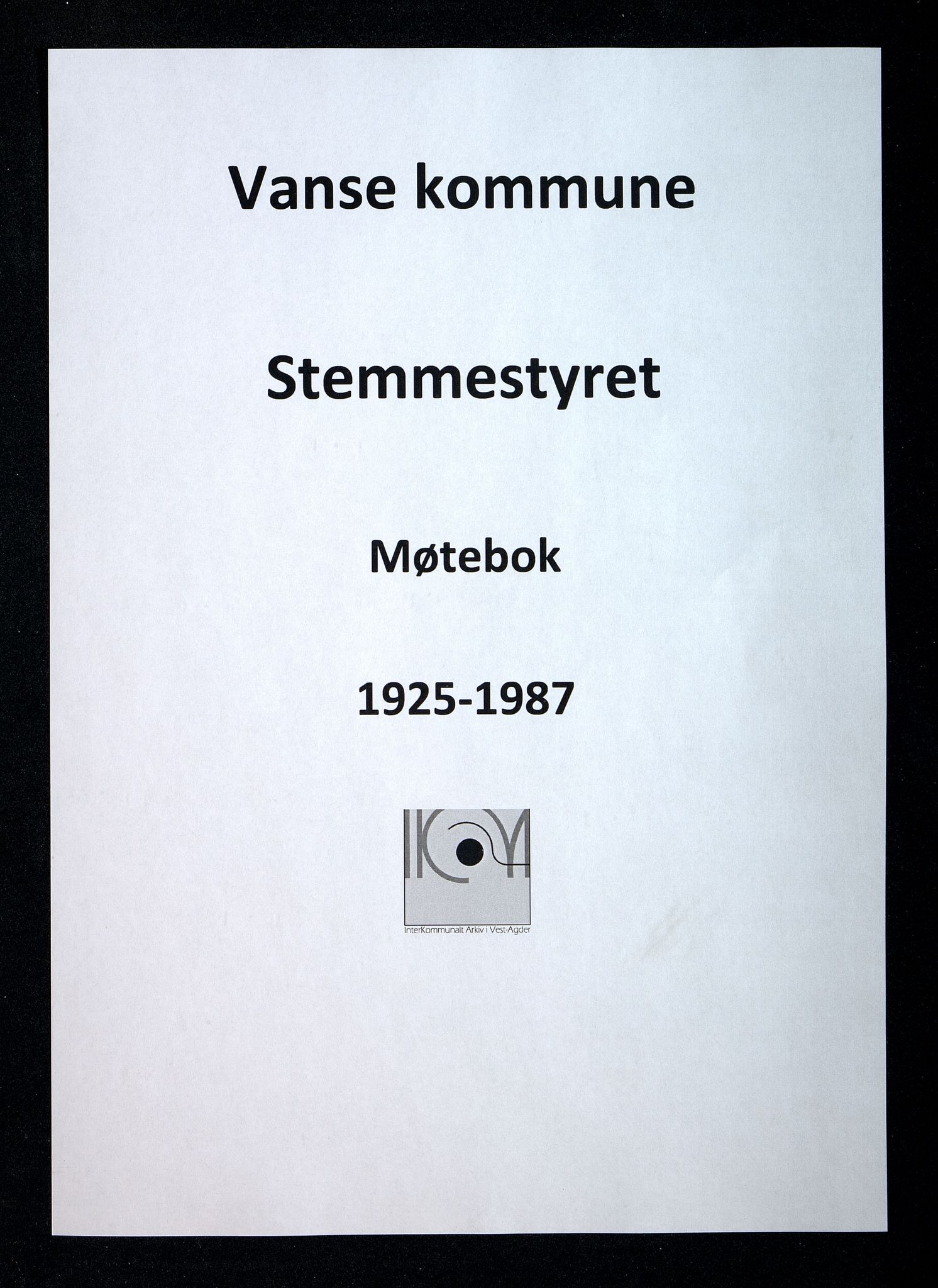 Lista kommune - Stemmestyret, IKAV/1003LI112/A/L0016: Møtebok - Vanse/Kjørrefjord (d), 1925-1987