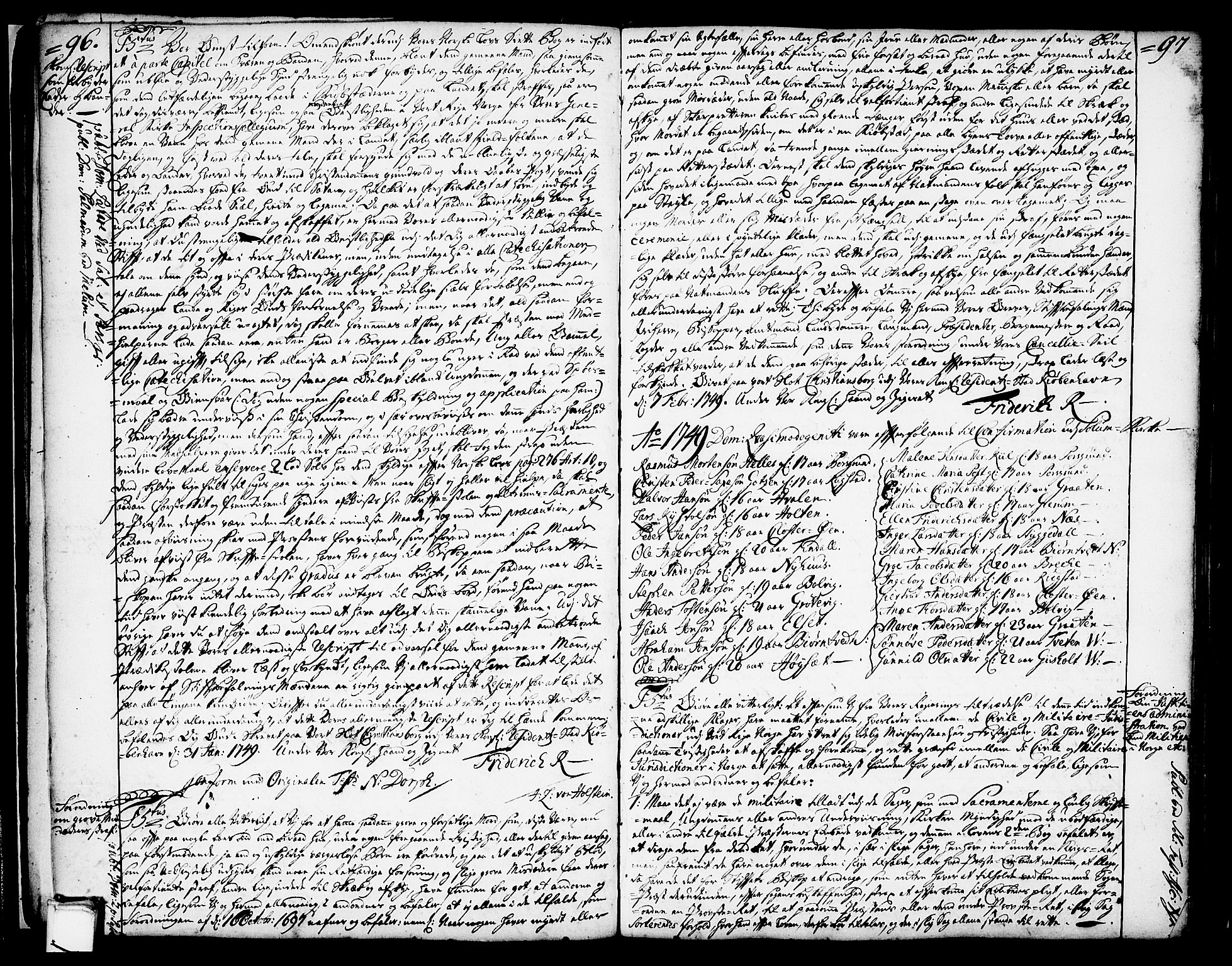 Solum sokneprestkontor, AV/SAKO-A-305/A/Aa/L0002: Annen kirkebok nr. 2, 1743-1791, s. 96-97