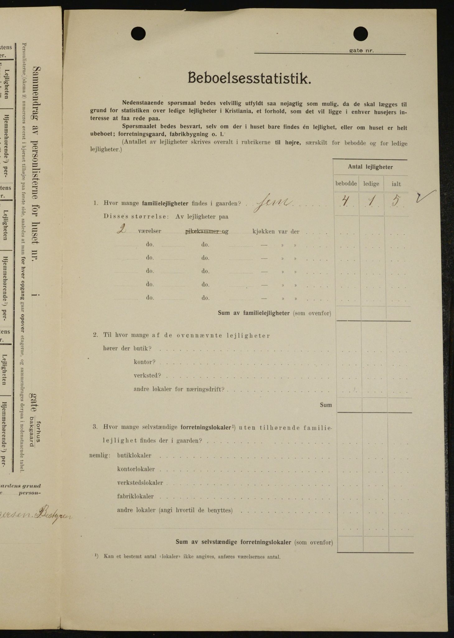 OBA, Kommunal folketelling 1.2.1909 for Kristiania kjøpstad, 1909, s. 19858