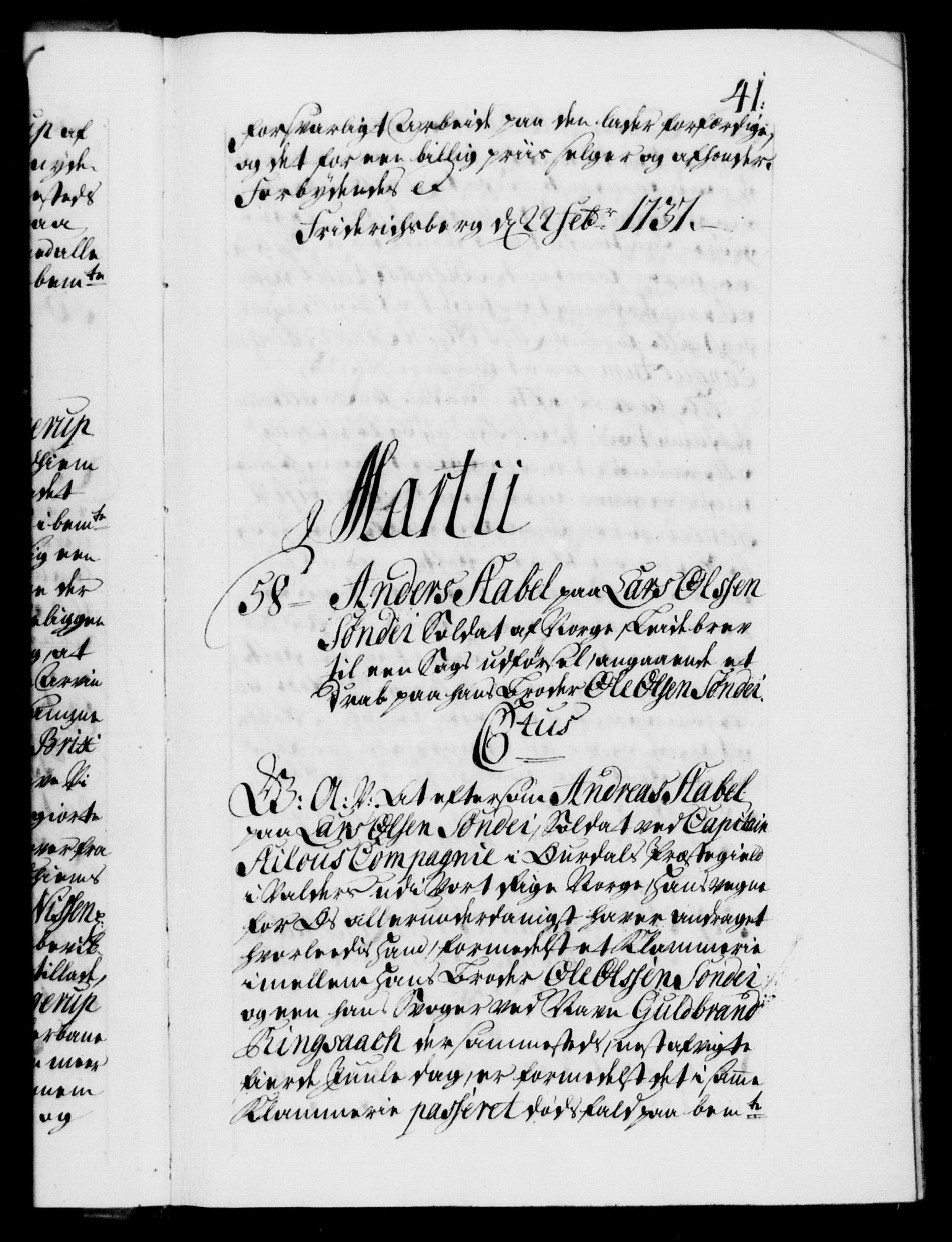 Danske Kanselli 1572-1799, RA/EA-3023/F/Fc/Fca/Fcaa/L0030: Norske registre, 1737-1738, s. 41a