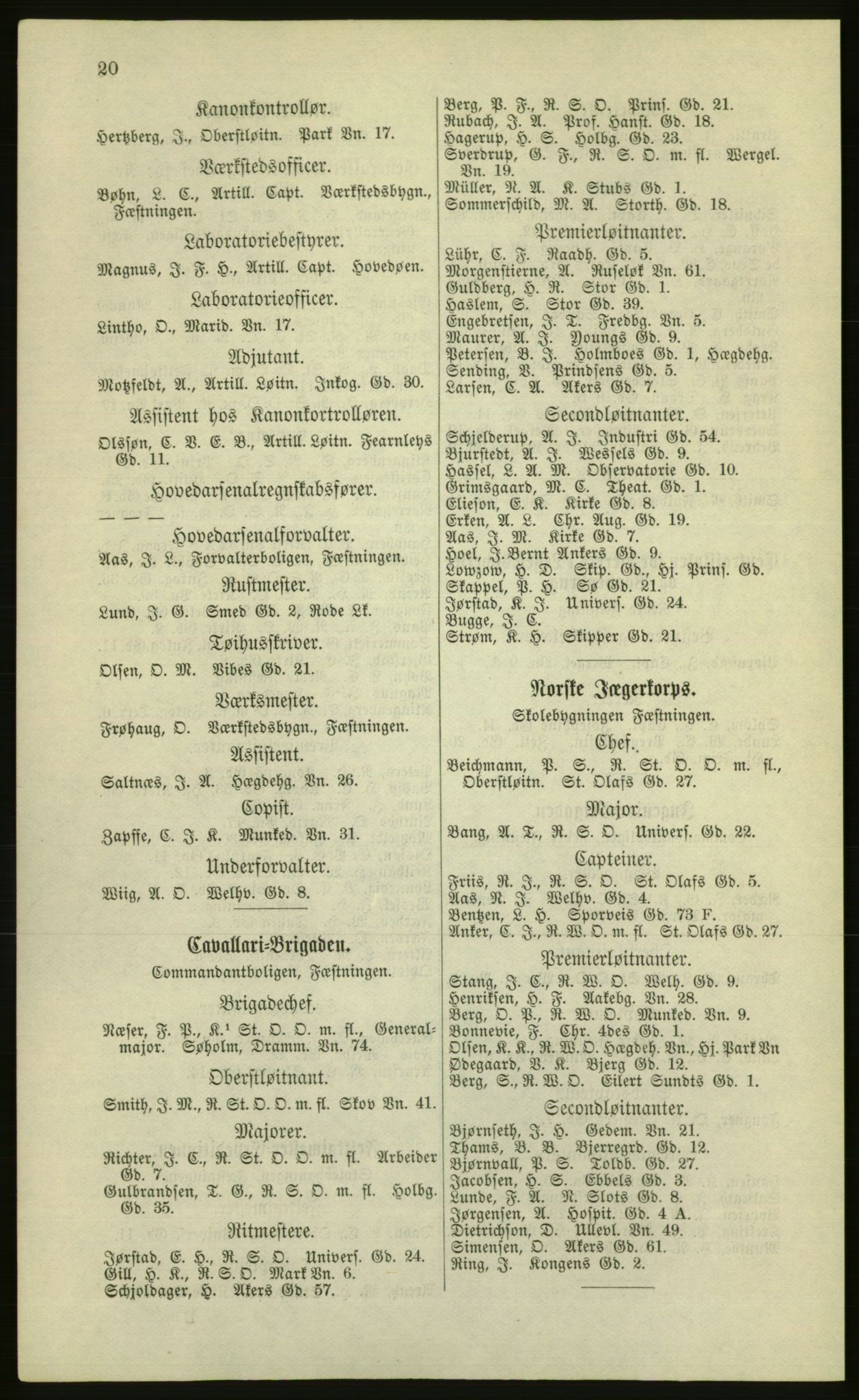 Kristiania/Oslo adressebok, PUBL/-, 1881, s. 20