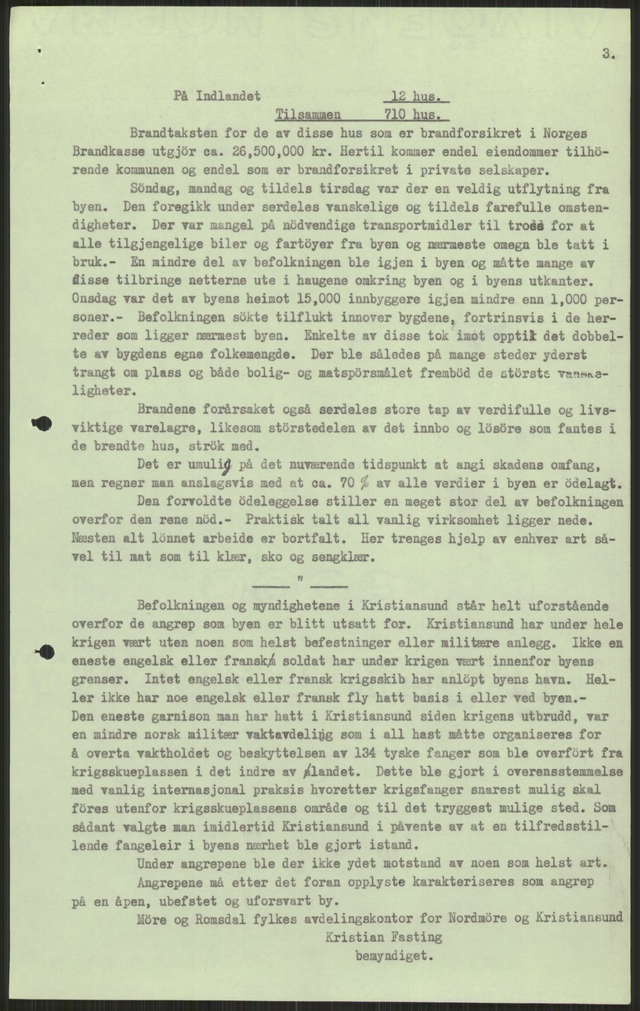 Forsvaret, Forsvarets krigshistoriske avdeling, AV/RA-RAFA-2017/Y/Ya/L0015: II-C-11-31 - Fylkesmenn.  Rapporter om krigsbegivenhetene 1940., 1940, s. 644