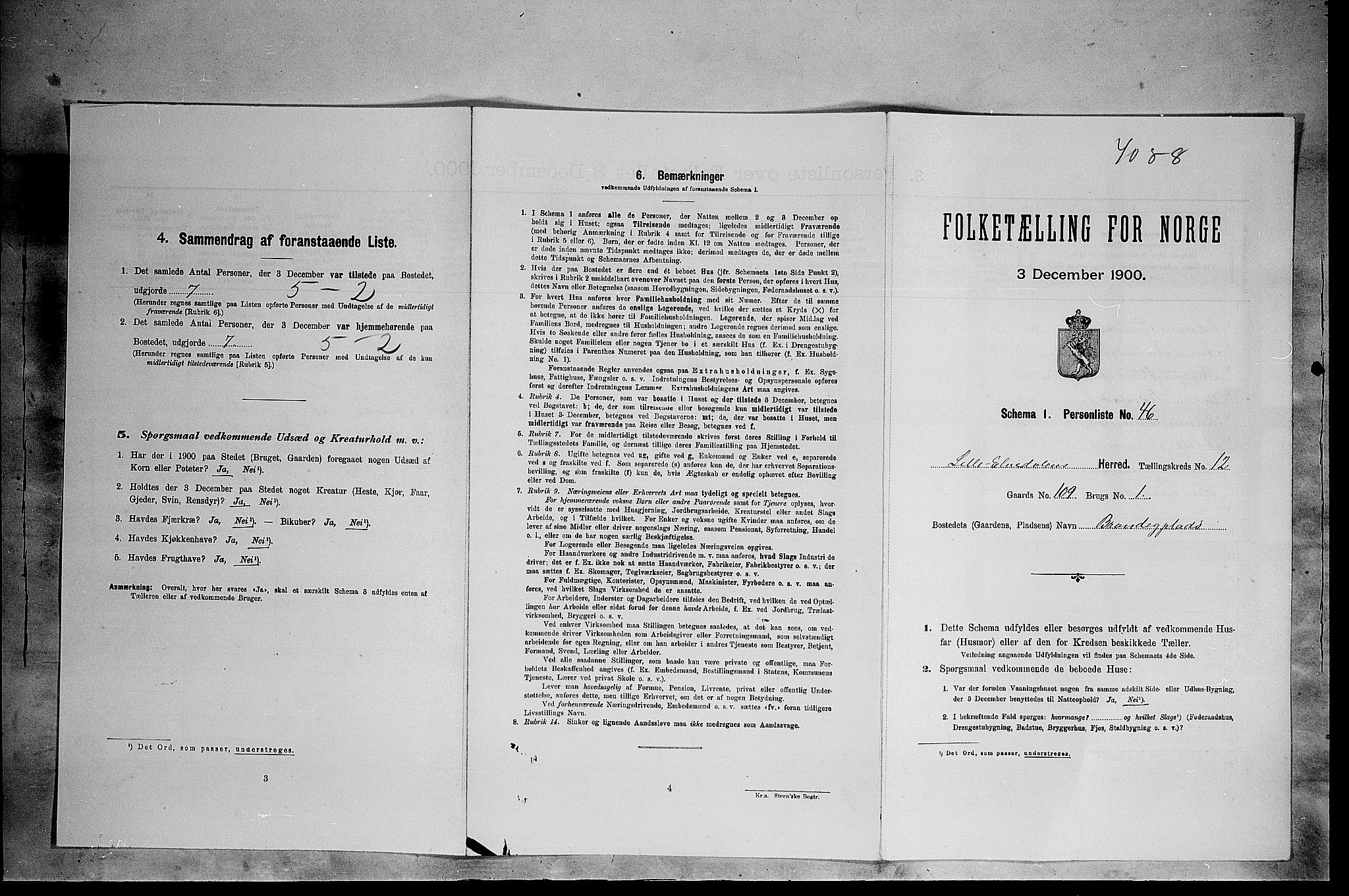 SAH, Folketelling 1900 for 0438 Lille Elvedalen herred, 1900, s. 934
