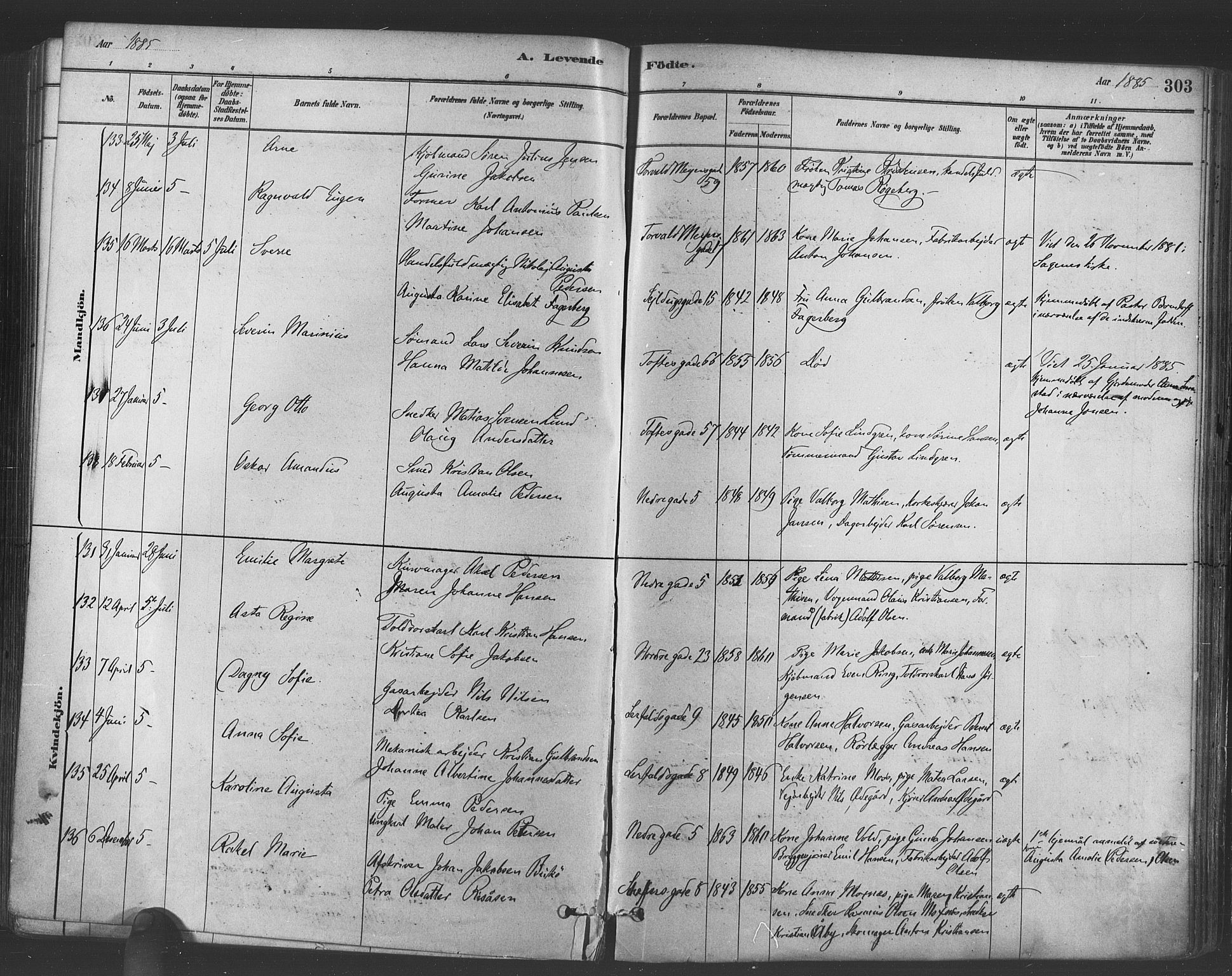 Paulus prestekontor Kirkebøker, AV/SAO-A-10871/F/Fa/L0003: Ministerialbok nr. 3, 1879-1887, s. 303