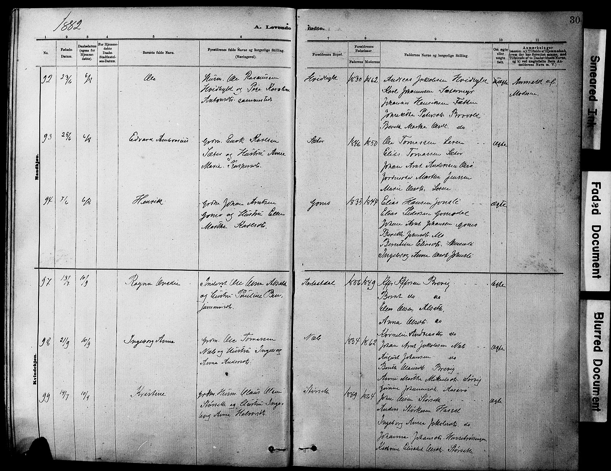 Ministerialprotokoller, klokkerbøker og fødselsregistre - Sør-Trøndelag, SAT/A-1456/647/L0636: Klokkerbok nr. 647C01, 1881-1884, s. 30