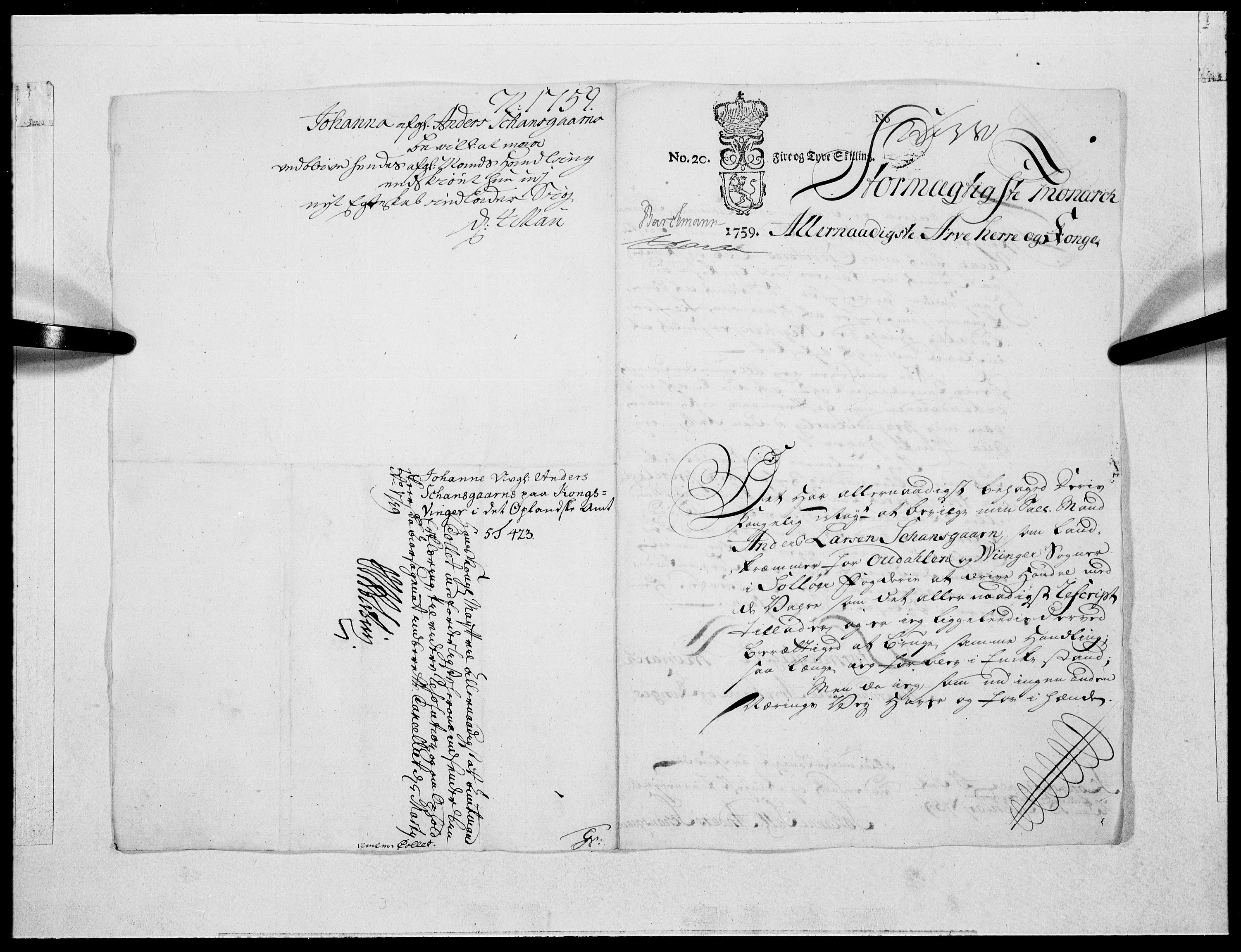 Danske Kanselli 1572-1799, RA/EA-3023/F/Fc/Fcc/Fcca/L0177: Norske innlegg 1572-1799, 1759, s. 331