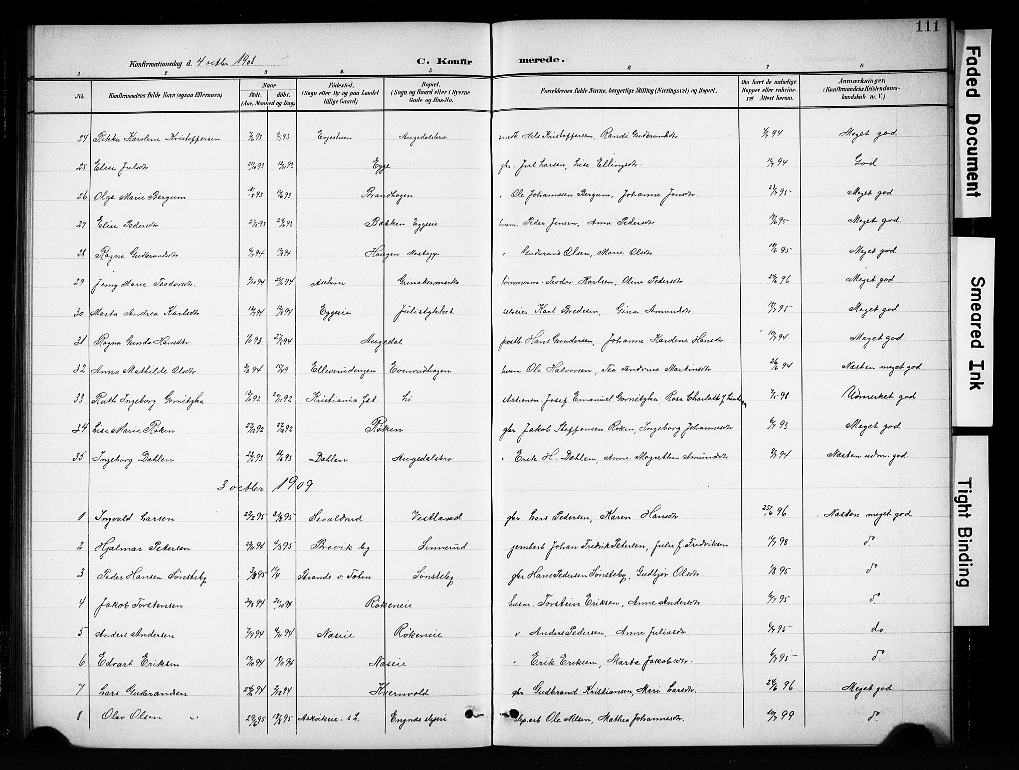 Brandbu prestekontor, AV/SAH-PREST-114/H/Ha/Hab/L0005: Klokkerbok nr. 5, 1900-1913, s. 111