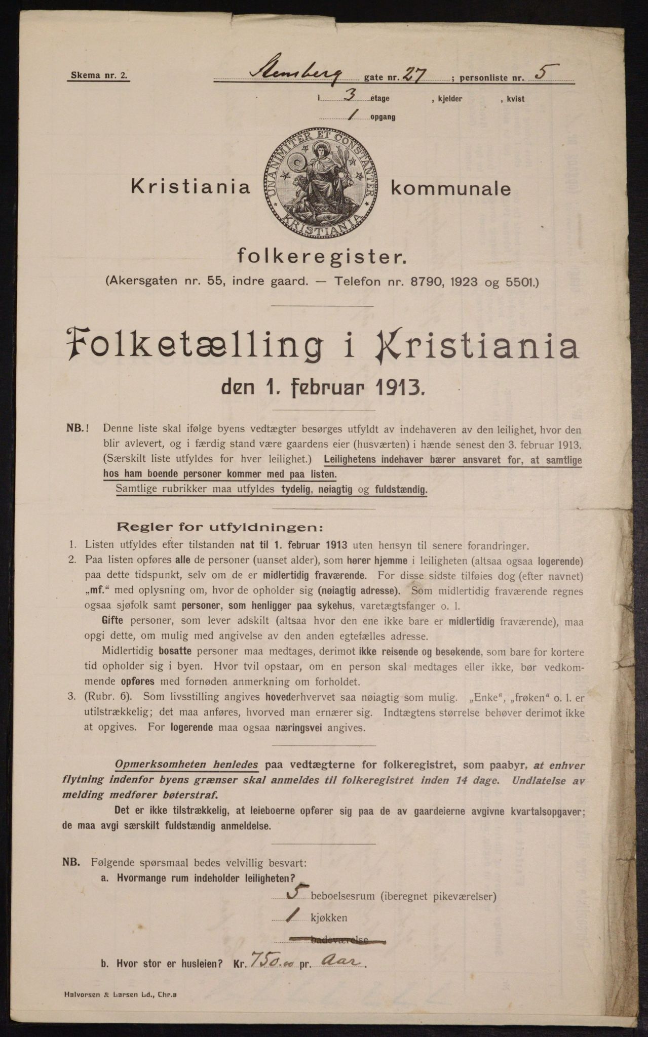 OBA, Kommunal folketelling 1.2.1913 for Kristiania, 1913, s. 101830