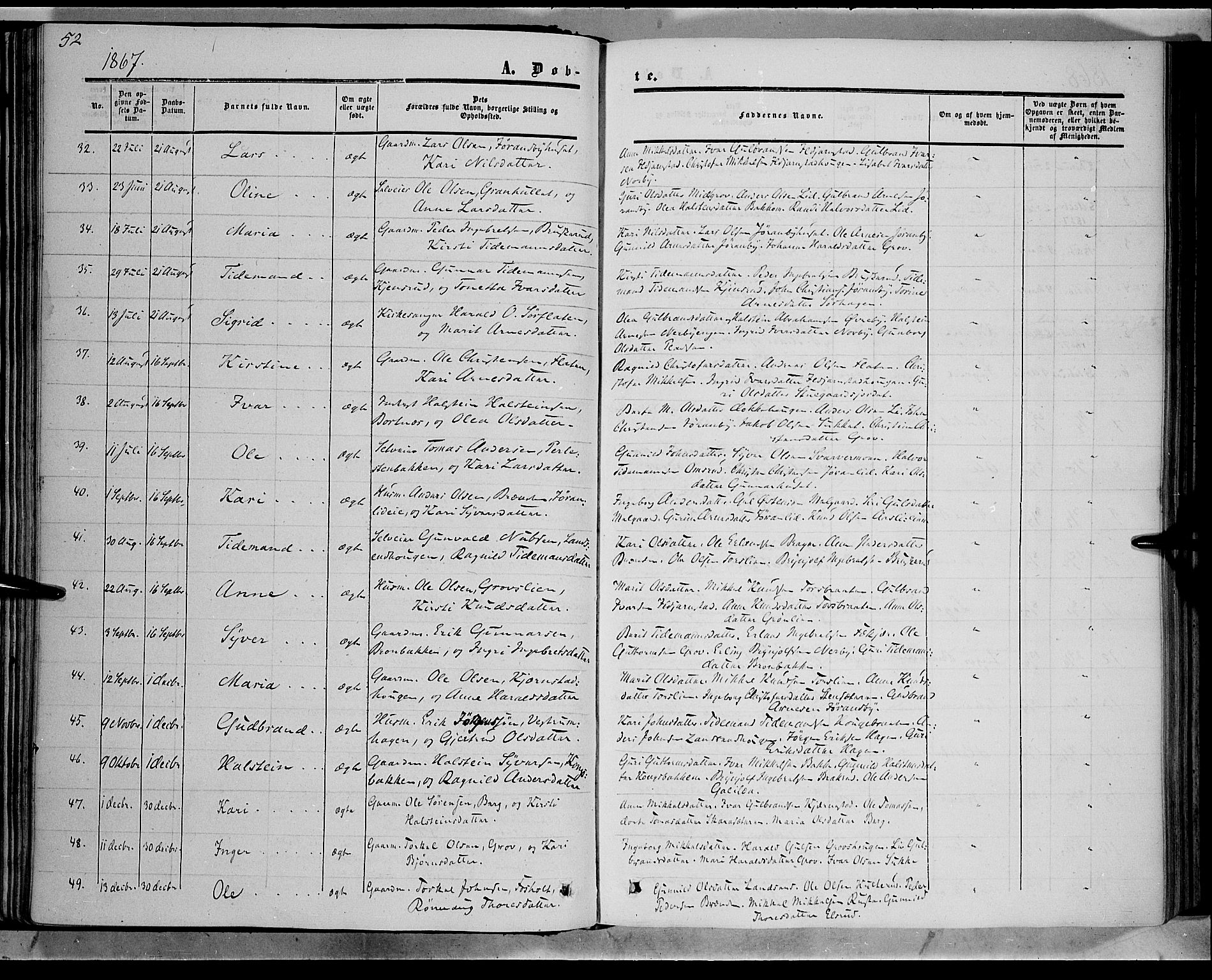 Sør-Aurdal prestekontor, AV/SAH-PREST-128/H/Ha/Haa/L0007: Ministerialbok nr. 7, 1849-1876, s. 52