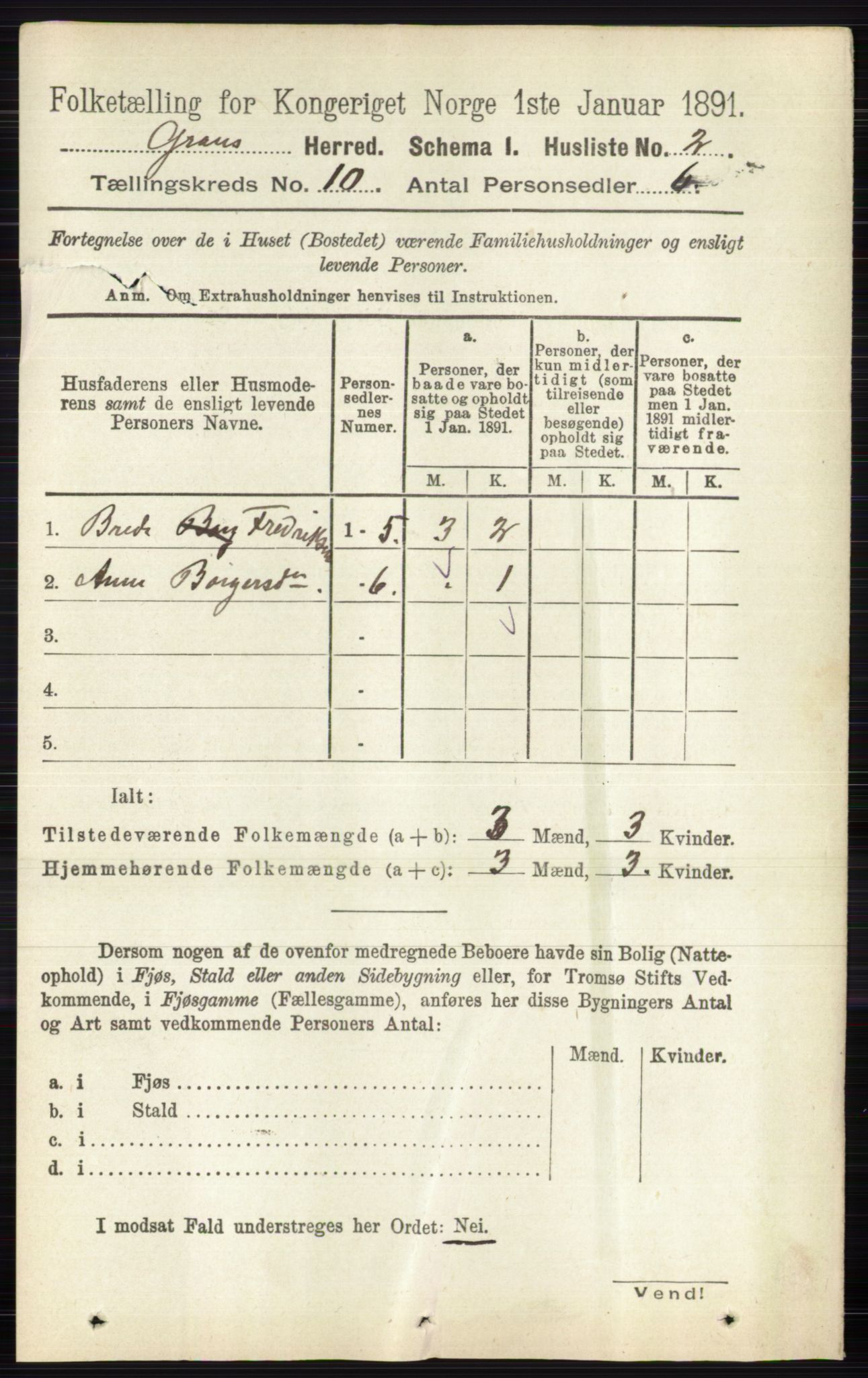 RA, Folketelling 1891 for 0534 Gran herred, 1891, s. 4571