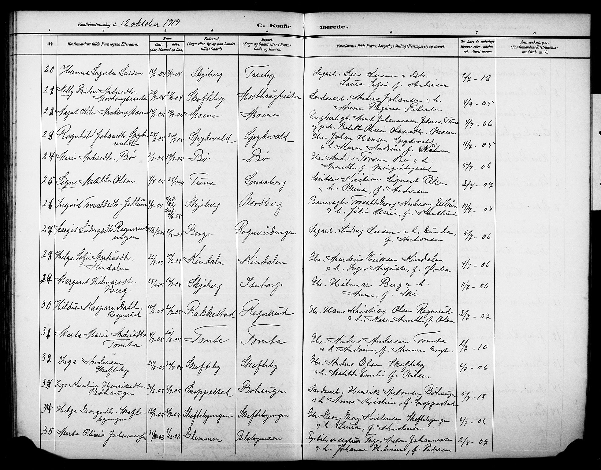 Varteig prestekontor Kirkebøker, AV/SAO-A-10447a/G/Ga/L0001: Klokkerbok nr. 1, 1902-1923