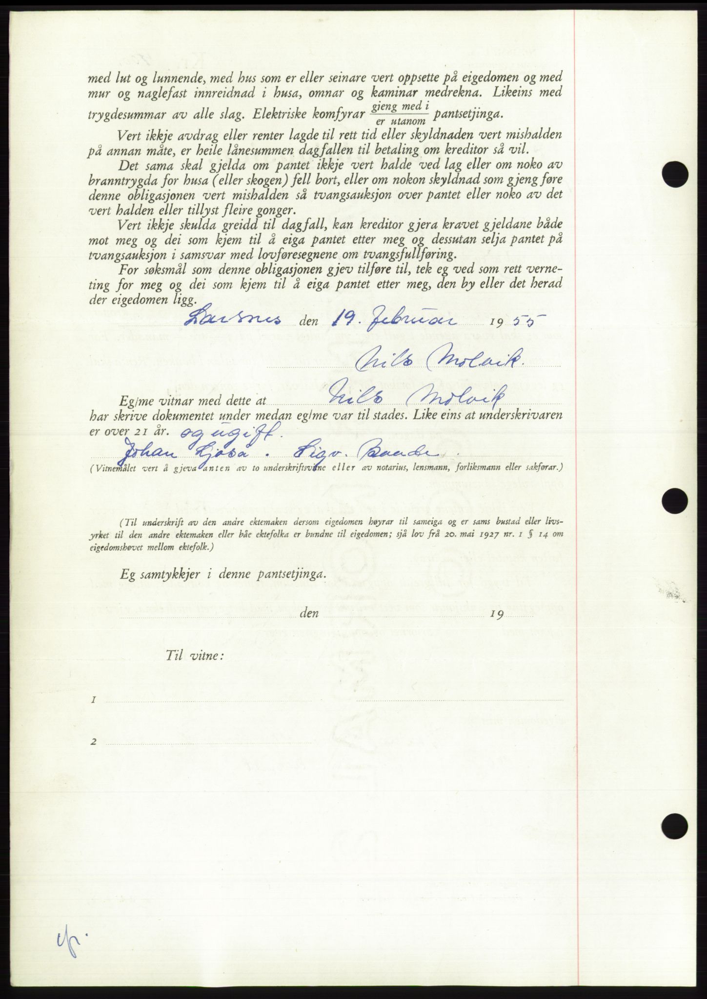 Søre Sunnmøre sorenskriveri, AV/SAT-A-4122/1/2/2C/L0126: Pantebok nr. 14B, 1954-1955, Dagboknr: 456/1955
