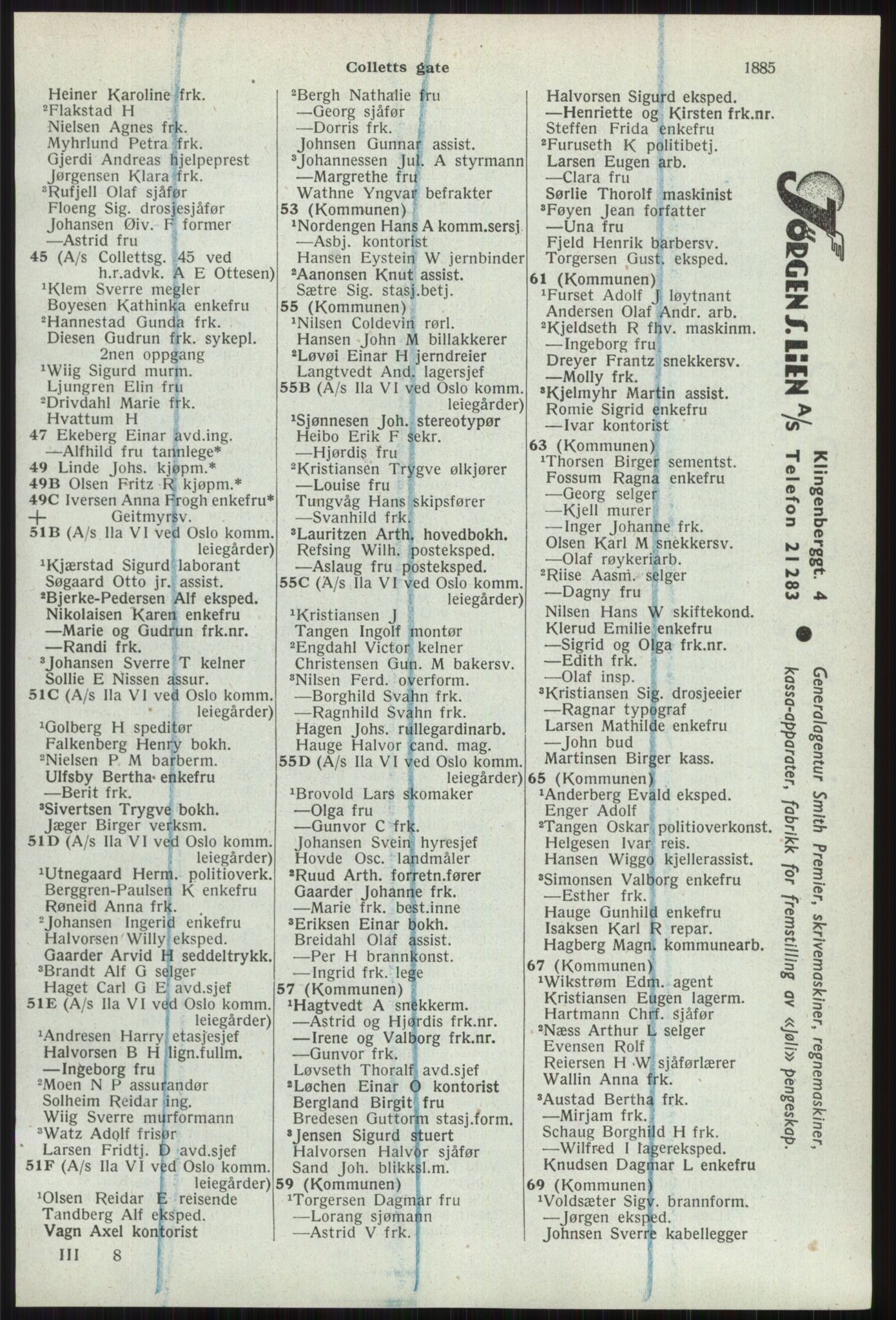 Kristiania/Oslo adressebok, PUBL/-, 1941, s. 1885