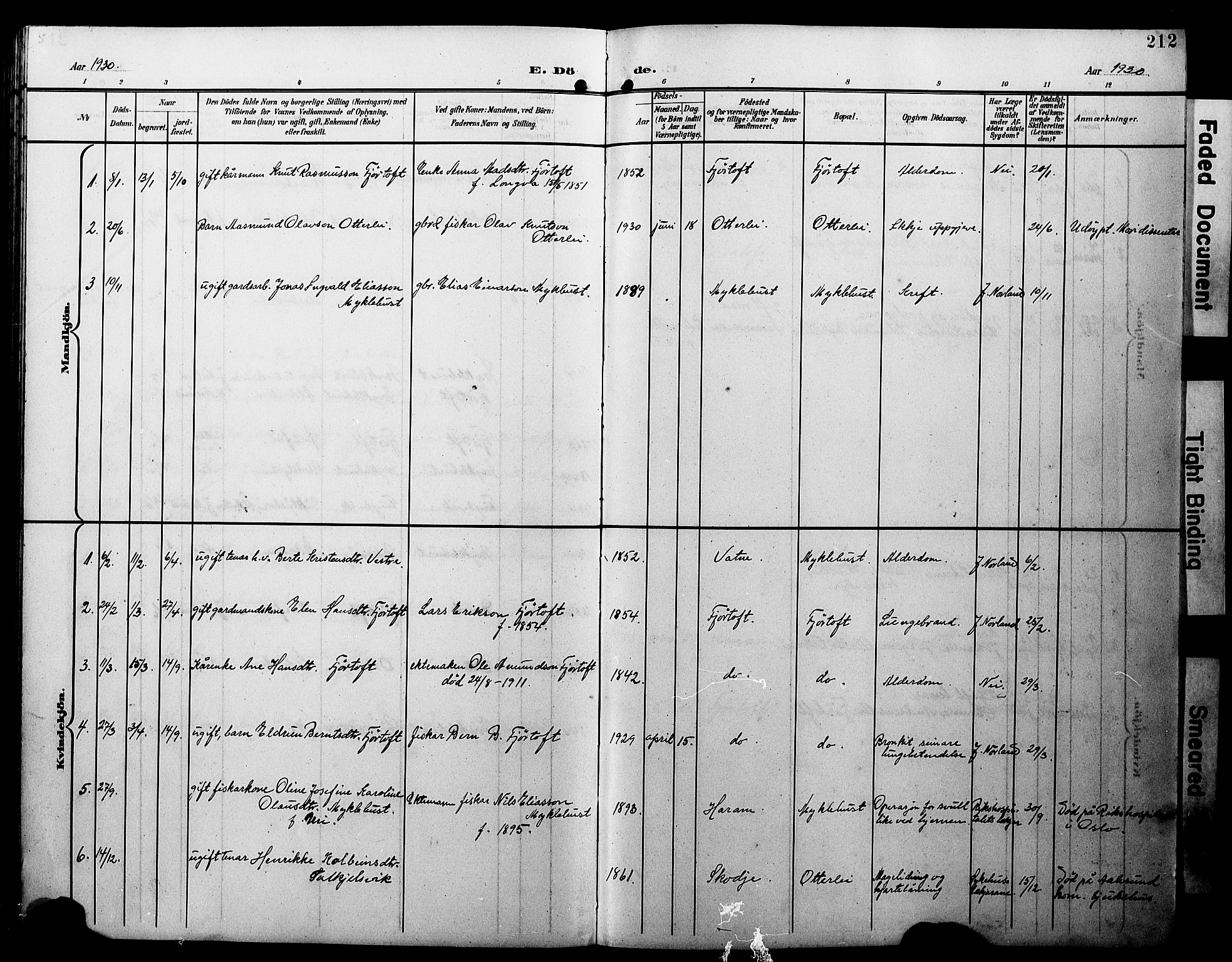 Ministerialprotokoller, klokkerbøker og fødselsregistre - Møre og Romsdal, SAT/A-1454/538/L0524: Klokkerbok nr. 538C02, 1901-1931, s. 212