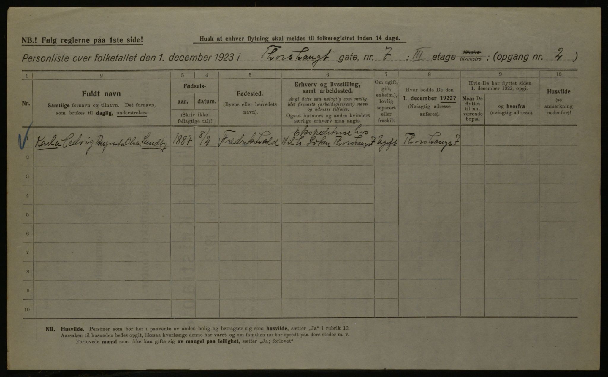 OBA, Kommunal folketelling 1.12.1923 for Kristiania, 1923, s. 126438