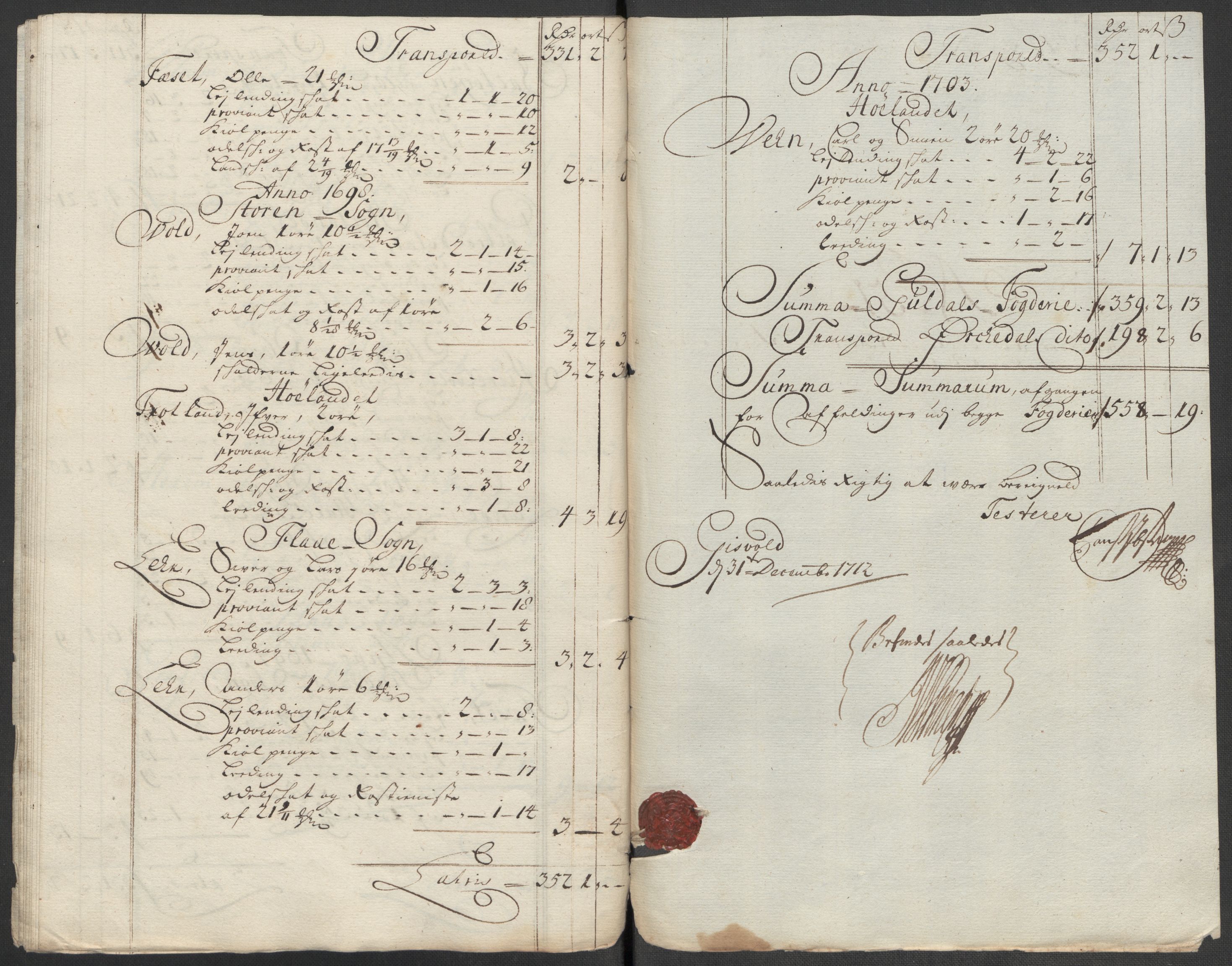 Rentekammeret inntil 1814, Reviderte regnskaper, Fogderegnskap, RA/EA-4092/R60/L3963: Fogderegnskap Orkdal og Gauldal, 1712, s. 433