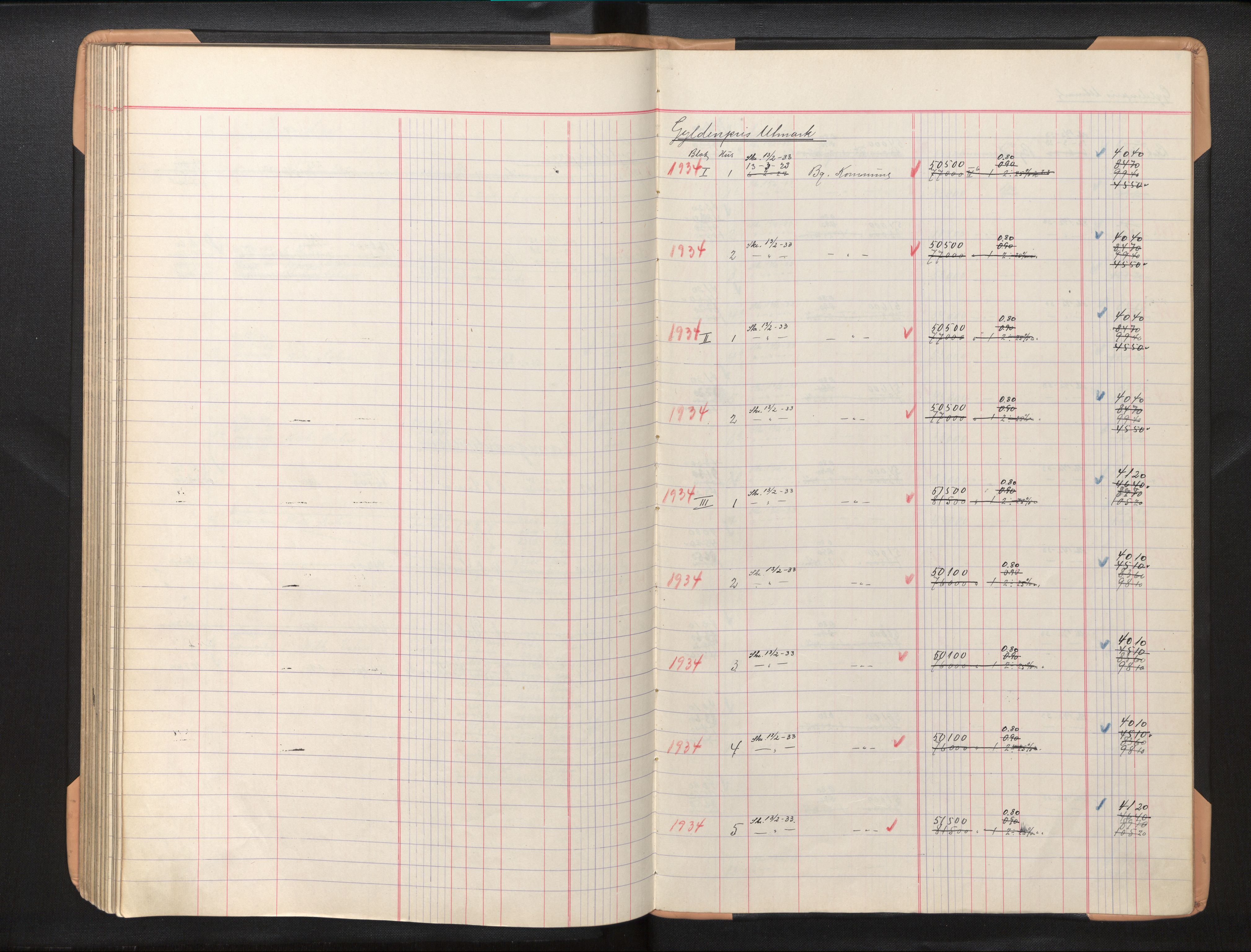 Byfogd og Byskriver i Bergen, AV/SAB-A-3401/11/11Db/L0006: Register til branntakstprotokoll og branntakstkontingent, 1936
