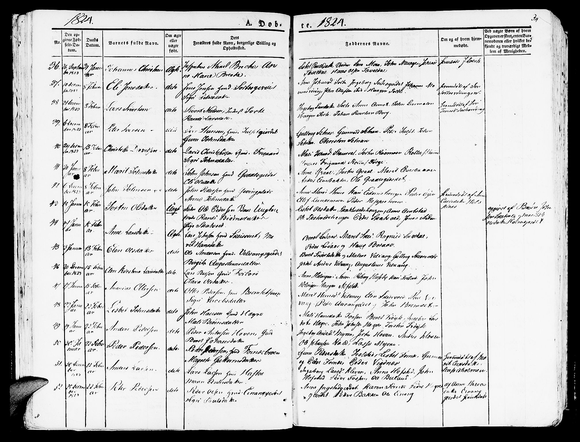 Ministerialprotokoller, klokkerbøker og fødselsregistre - Nord-Trøndelag, AV/SAT-A-1458/709/L0070: Ministerialbok nr. 709A10, 1820-1832, s. 34