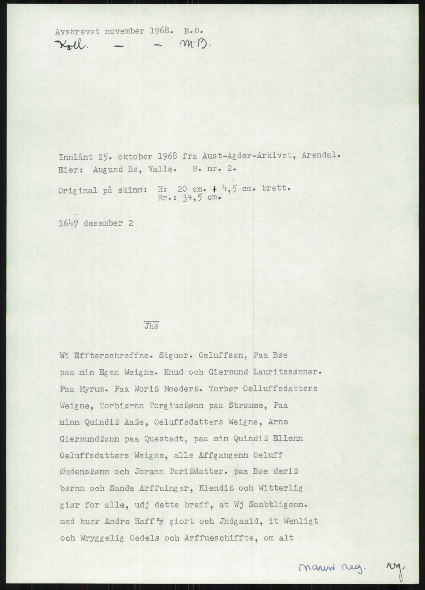 Samlinger til kildeutgivelse, Diplomavskriftsamlingen, RA/EA-4053/H/Ha, s. 1265
