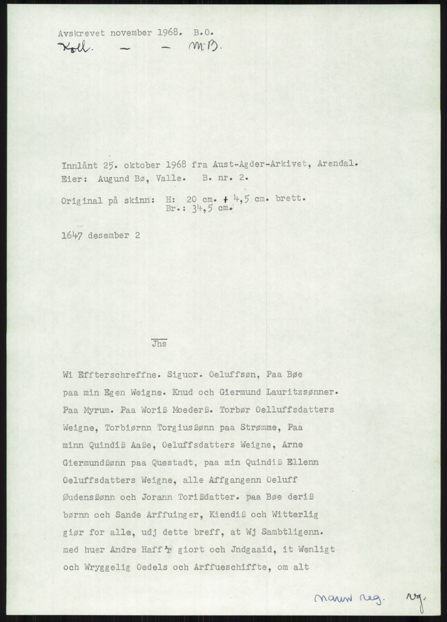 Samlinger til kildeutgivelse, Diplomavskriftsamlingen, AV/RA-EA-4053/H/Ha, s. 1265