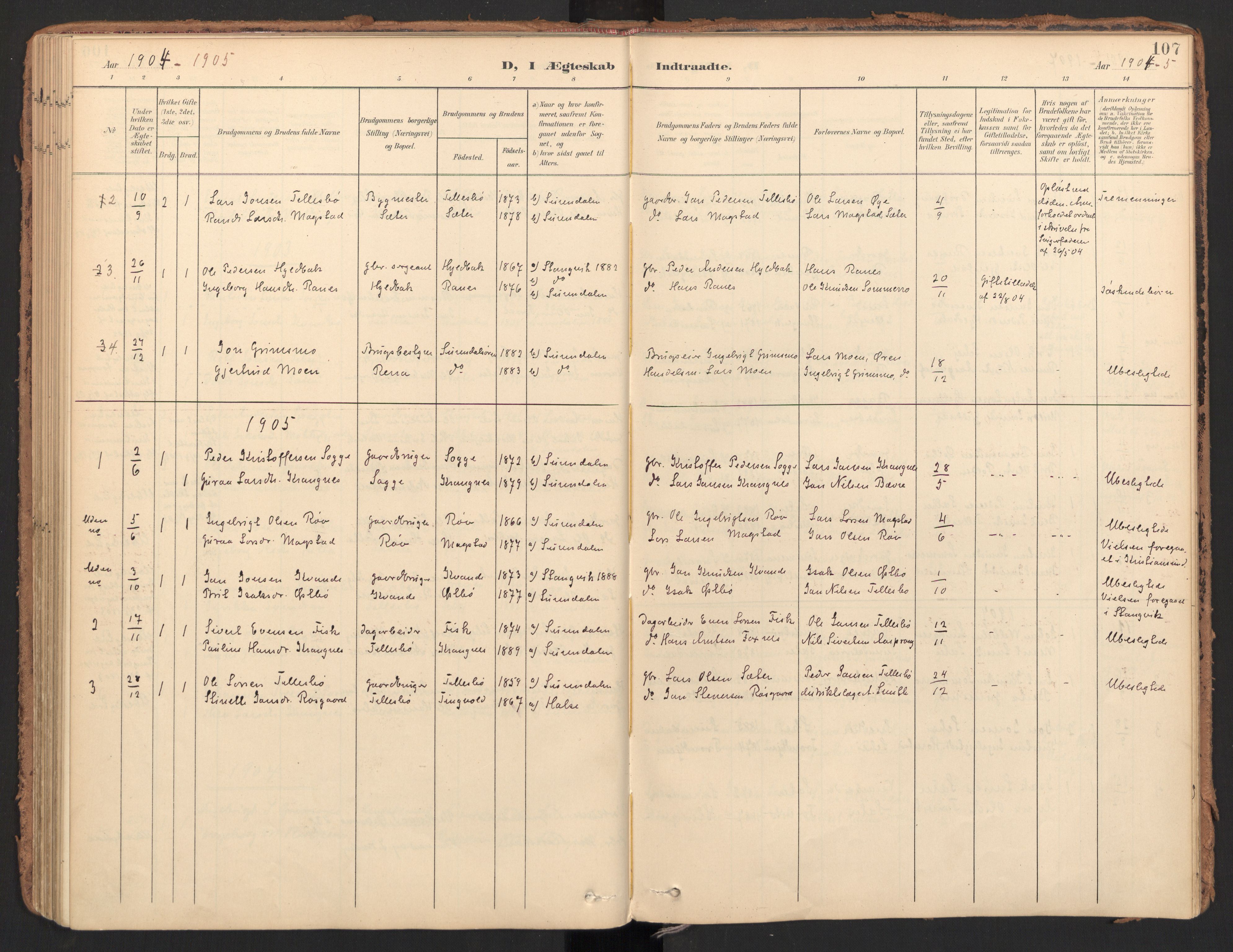 Ministerialprotokoller, klokkerbøker og fødselsregistre - Møre og Romsdal, SAT/A-1454/596/L1057: Ministerialbok nr. 596A02, 1900-1917, s. 107