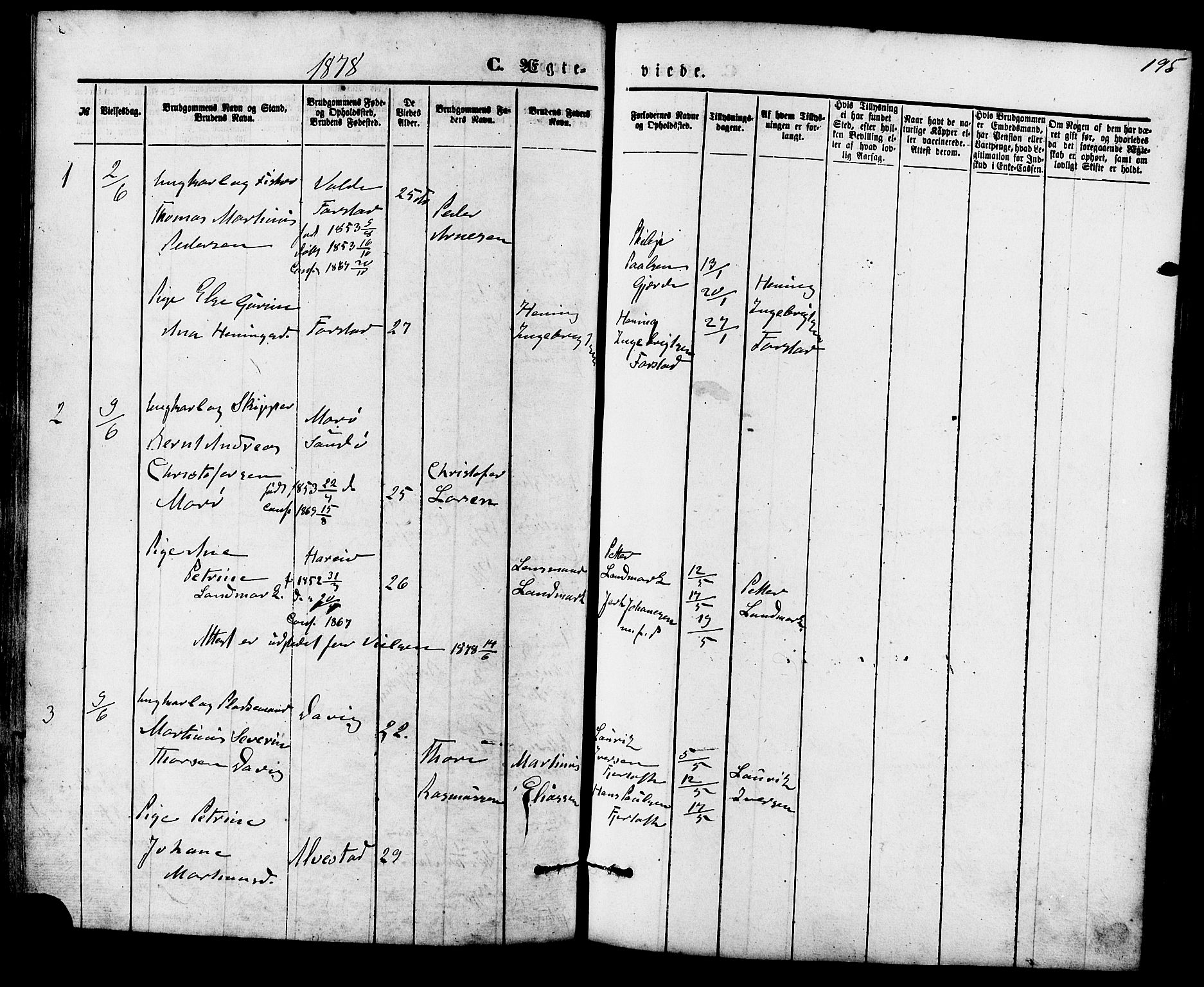 Ministerialprotokoller, klokkerbøker og fødselsregistre - Møre og Romsdal, SAT/A-1454/536/L0500: Ministerialbok nr. 536A09, 1876-1889, s. 195