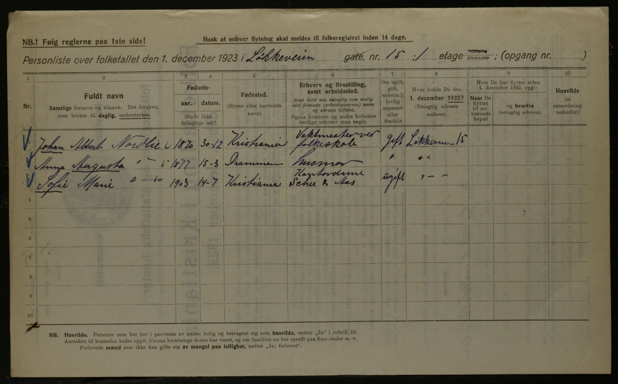 OBA, Kommunal folketelling 1.12.1923 for Kristiania, 1923, s. 65341