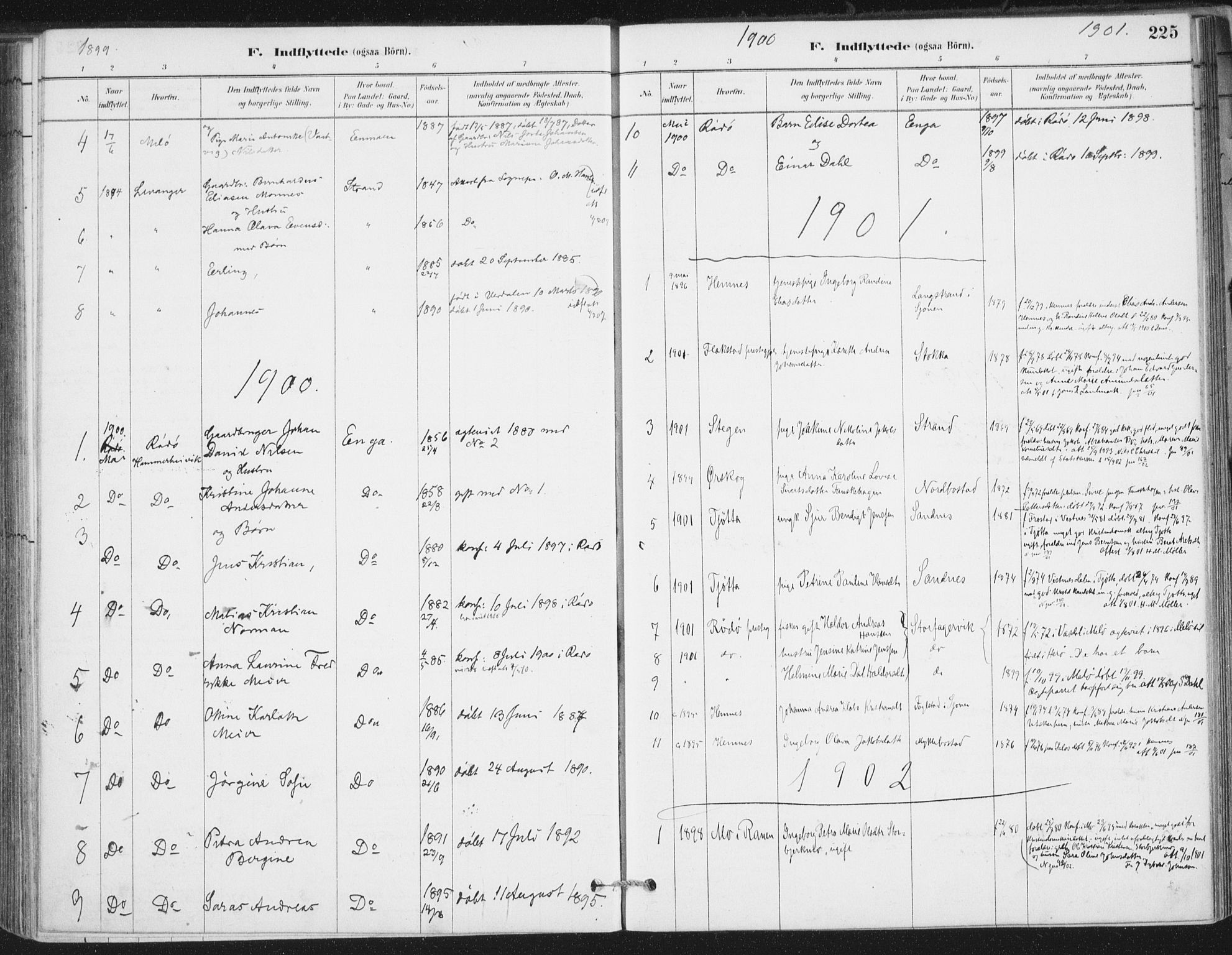 Ministerialprotokoller, klokkerbøker og fødselsregistre - Nordland, SAT/A-1459/838/L0553: Ministerialbok nr. 838A11, 1880-1910, s. 225