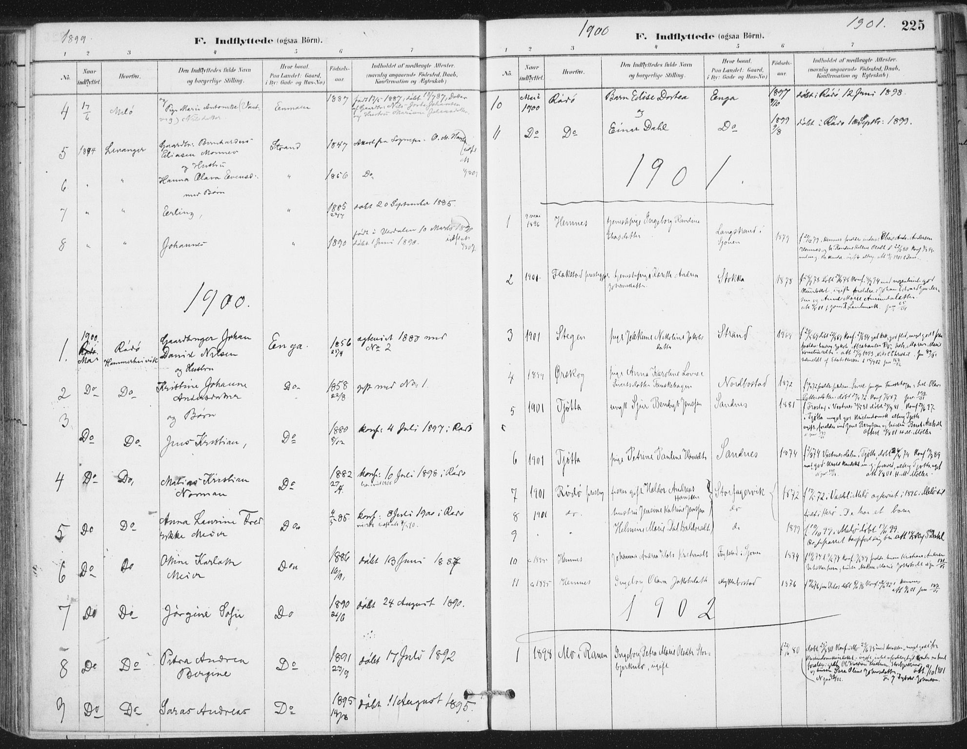 Ministerialprotokoller, klokkerbøker og fødselsregistre - Nordland, AV/SAT-A-1459/838/L0553: Ministerialbok nr. 838A11, 1880-1910, s. 225