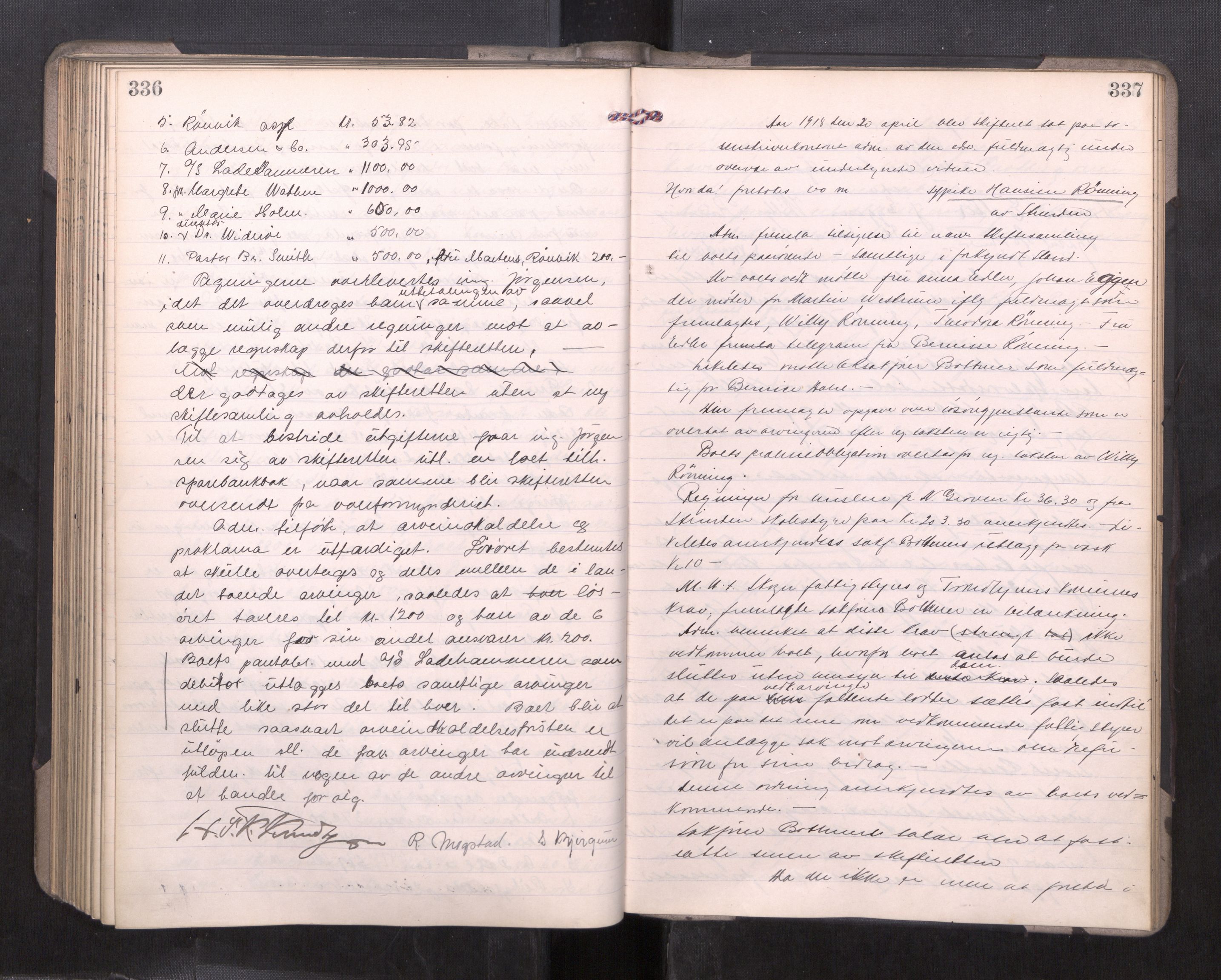 Strinda og Selbu sorenskriveri, AV/SAT-A-0015/3/3B/L0012: Skifteforhandlingsprot. 12, 1915-1919, s. 336-337