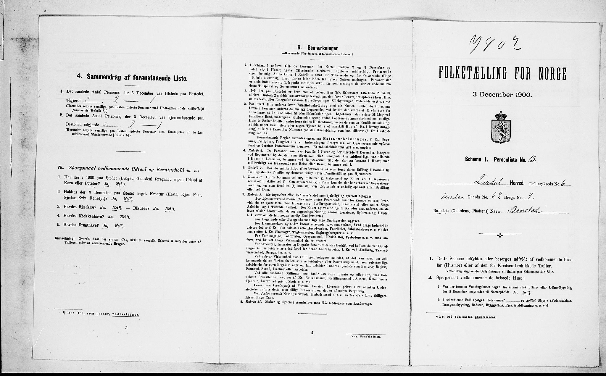 RA, Folketelling 1900 for 0728 Lardal herred, 1900, s. 833