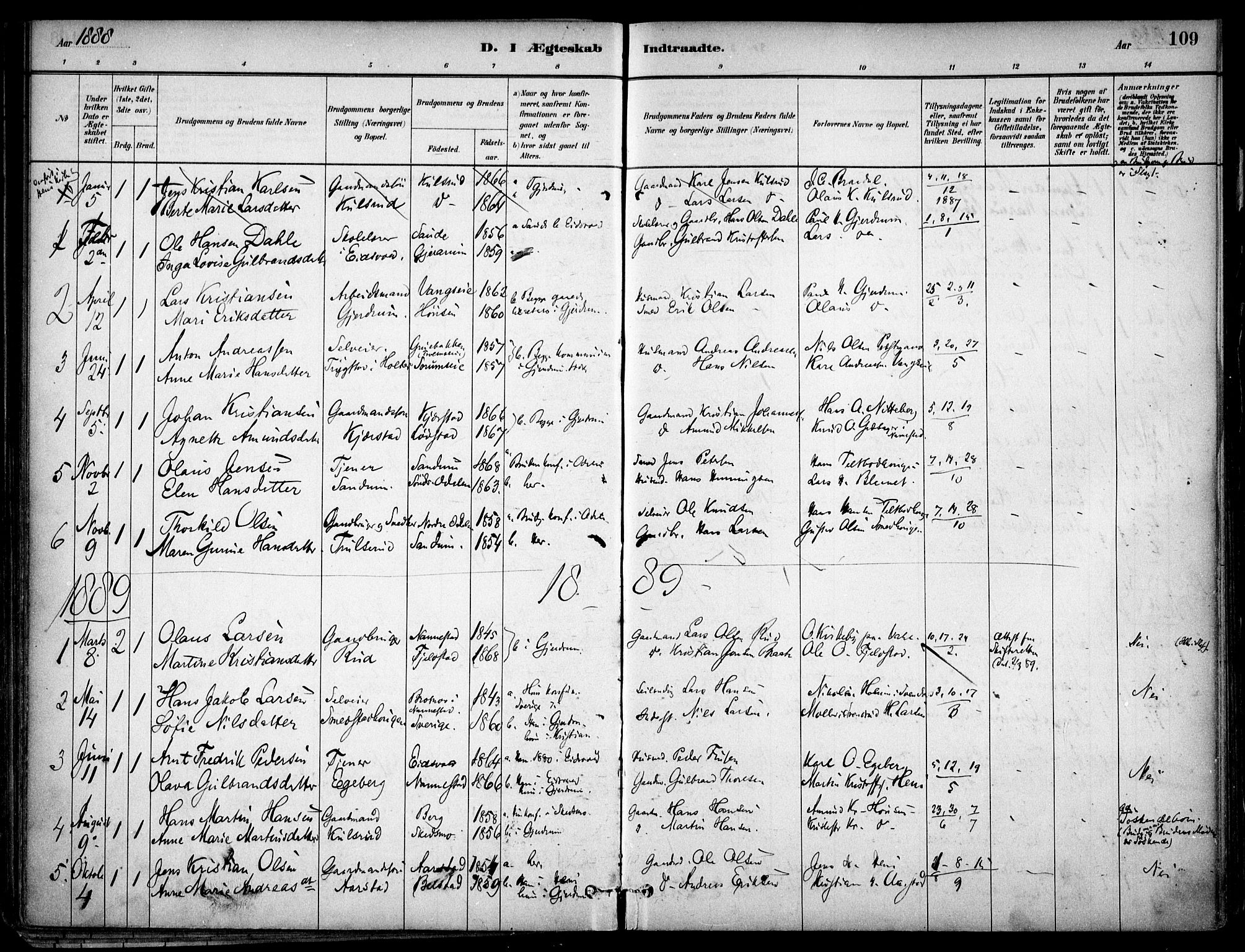 Gjerdrum prestekontor Kirkebøker, AV/SAO-A-10412b/F/Fa/L0009: Ministerialbok nr. I 9, 1881-1916, s. 109