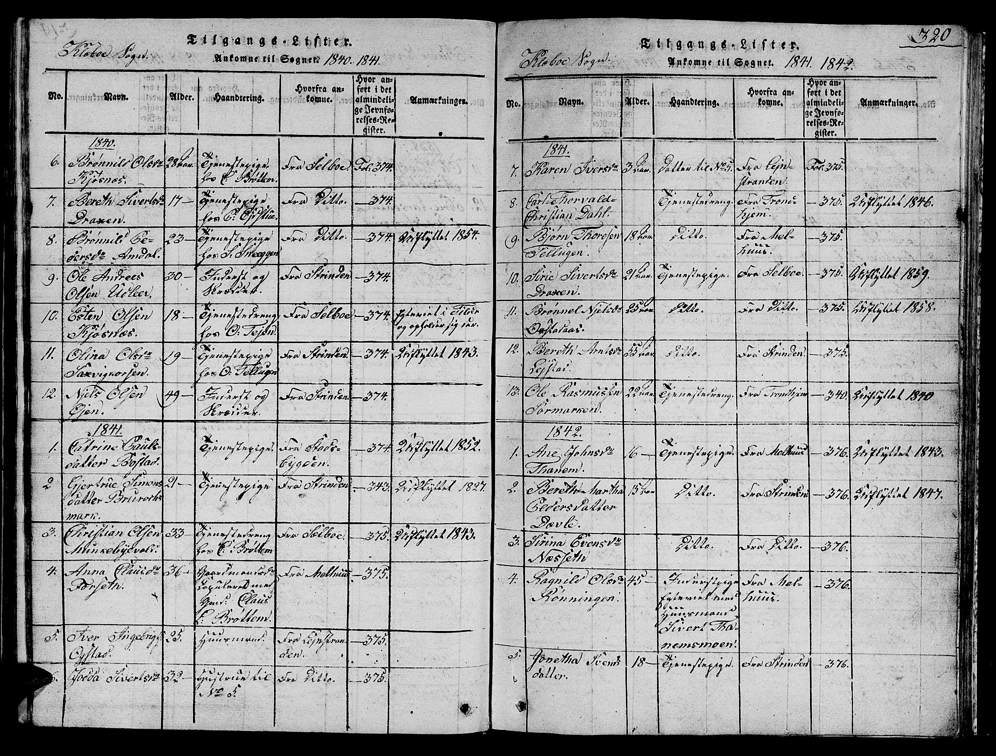 Ministerialprotokoller, klokkerbøker og fødselsregistre - Sør-Trøndelag, AV/SAT-A-1456/618/L0450: Klokkerbok nr. 618C01, 1816-1865, s. 320