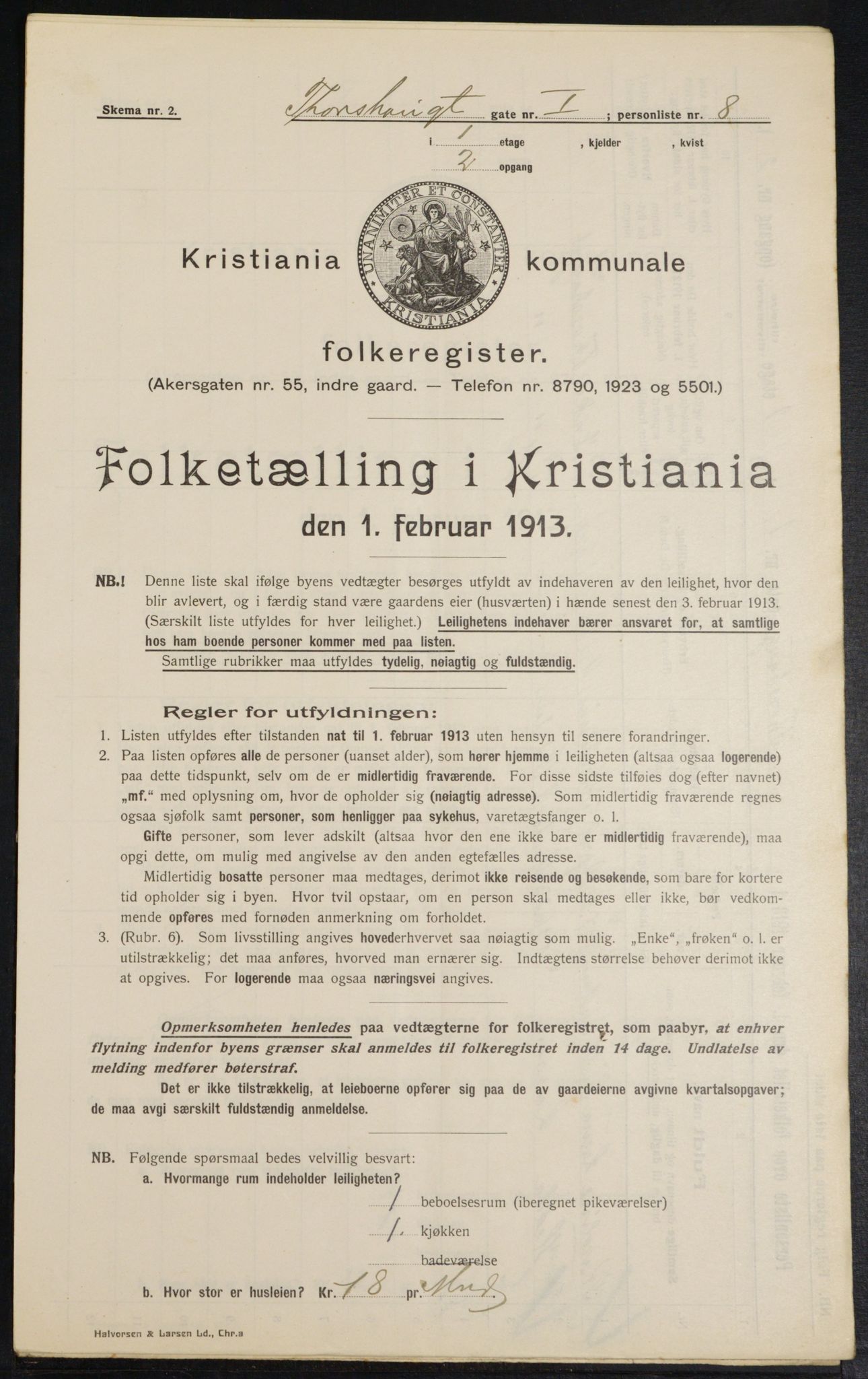 OBA, Kommunal folketelling 1.2.1913 for Kristiania, 1913, s. 114408