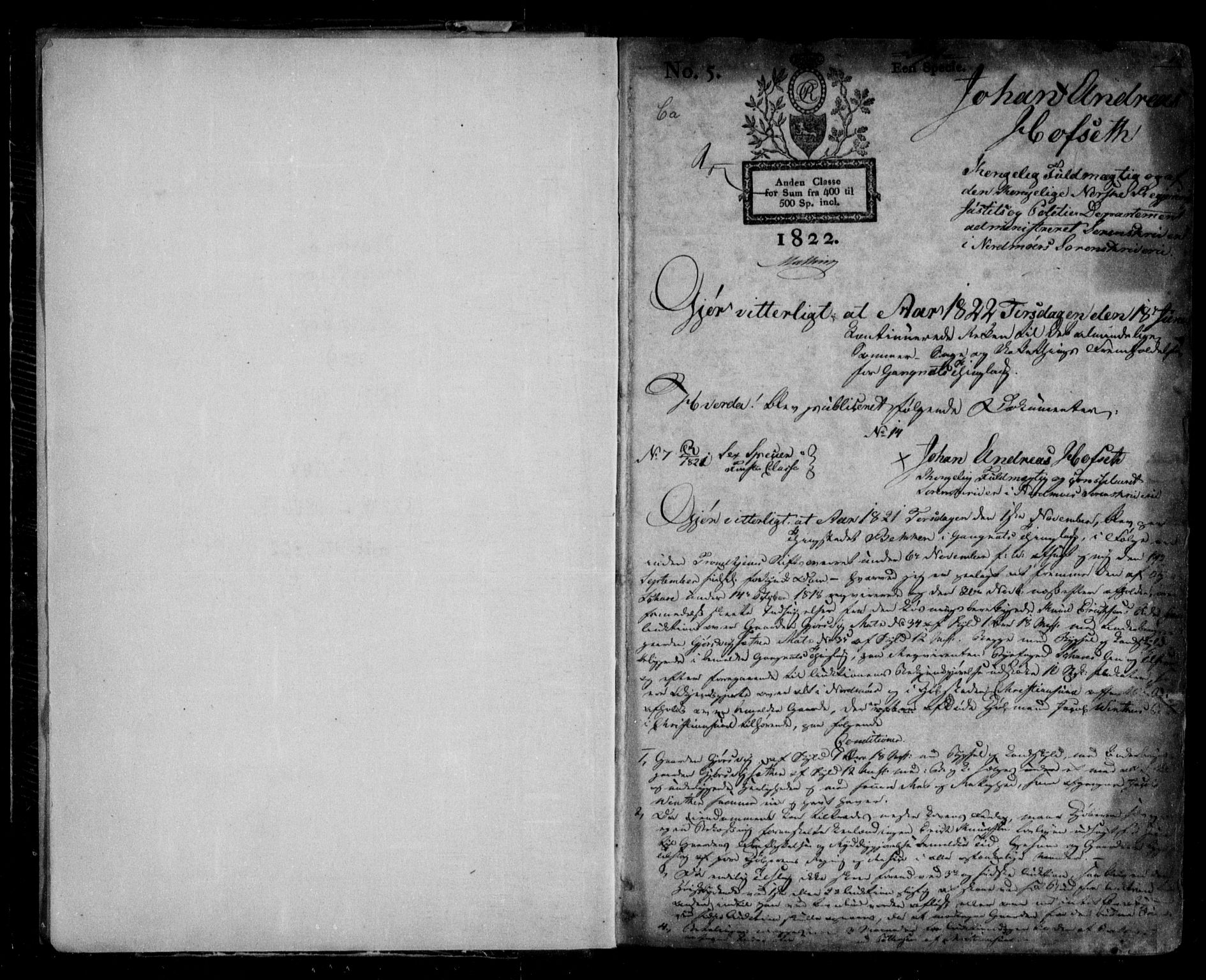 Nordmøre sorenskriveri, SAT/A-4132/1/2/2Ca/L0013: Pantebok nr. 9a, 1822-1826, s. 1