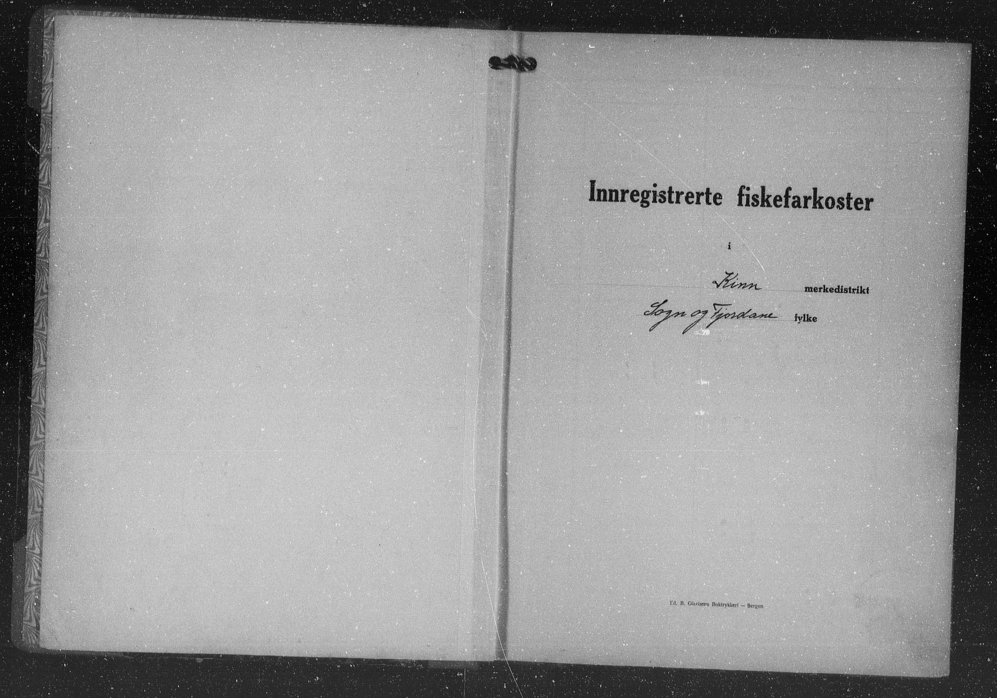 Fiskeridirektoratet - 1 Adm. ledelse - 13 Båtkontoret, SAB/A-2003/I/Ia/Iag/L0042: 135.0721/4 Merkeprotokoll - Kinn, 1937-1949