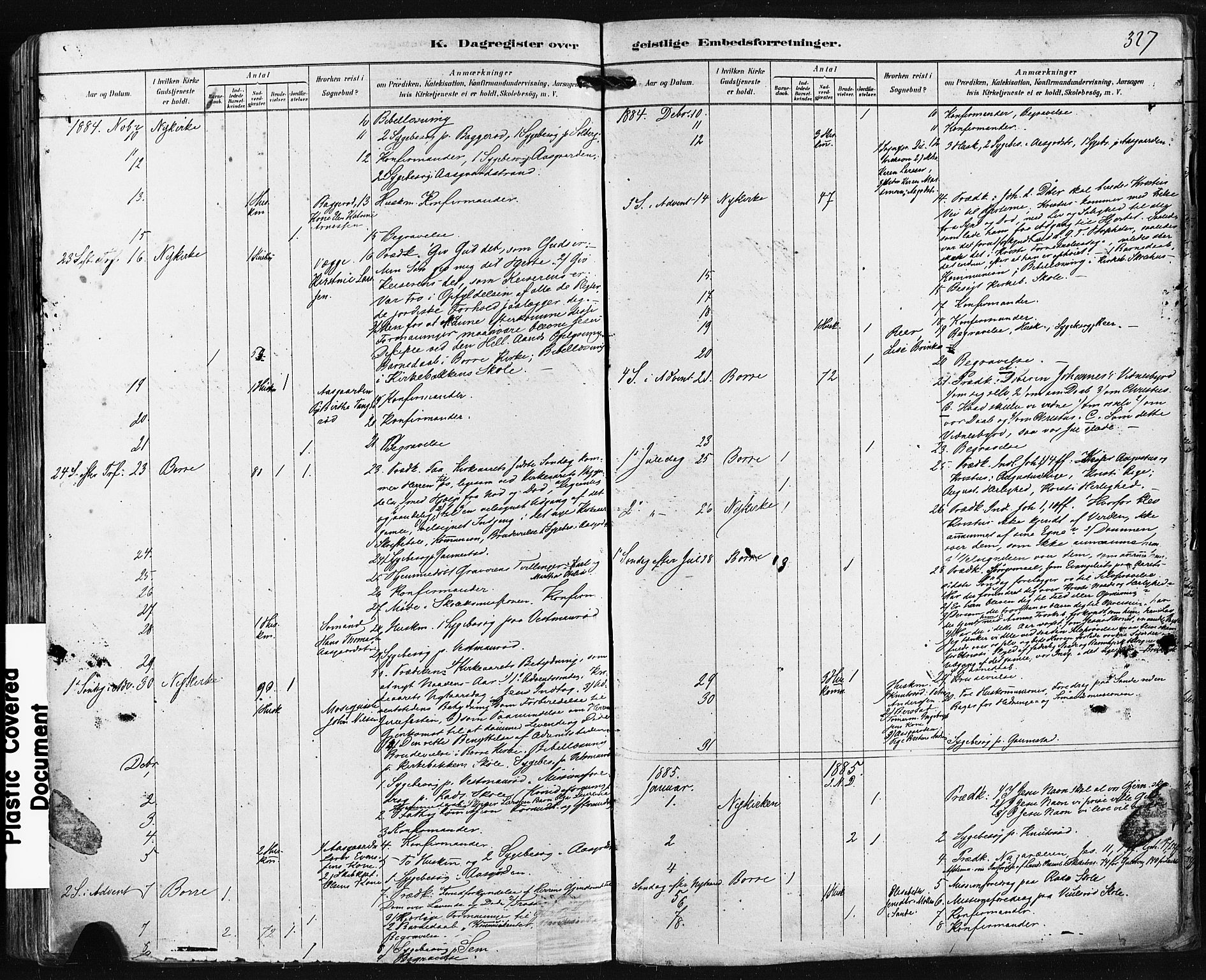Borre kirkebøker, AV/SAKO-A-338/F/Fa/L0009: Ministerialbok nr. I 9, 1878-1896, s. 327