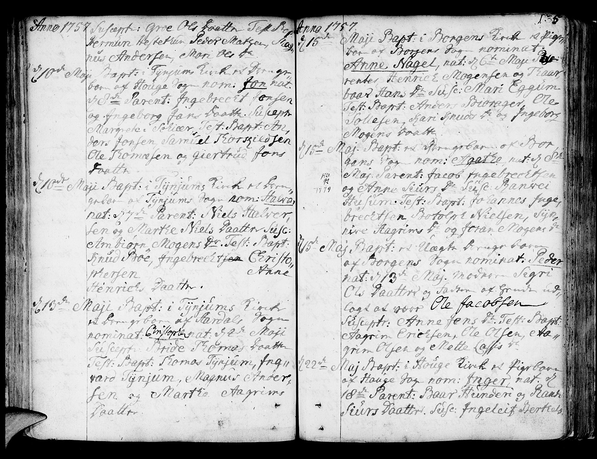Lærdal sokneprestembete, SAB/A-81201: Ministerialbok nr. A 2, 1752-1782, s. 135