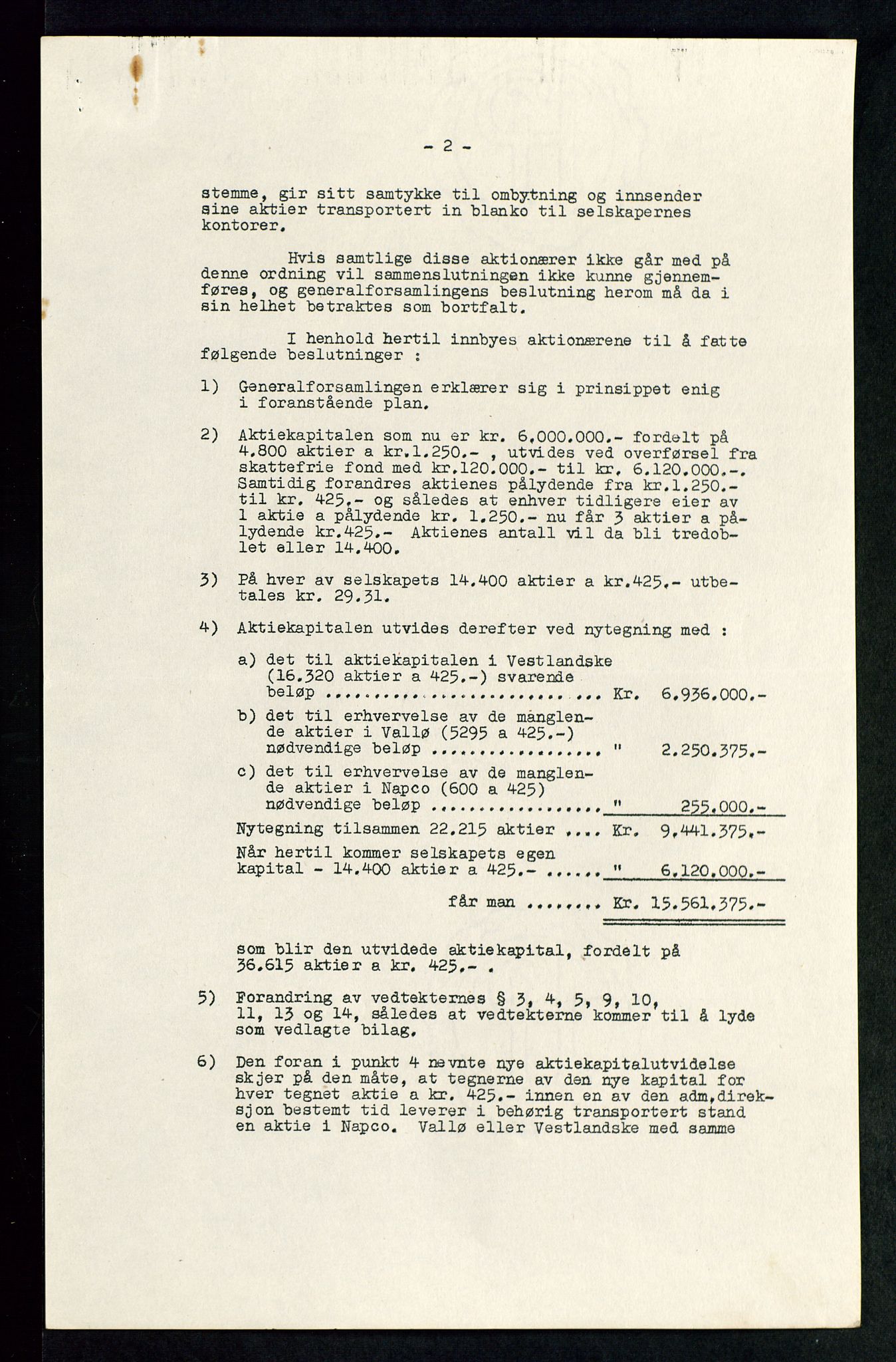 PA 1534 - Østlandske Petroleumscompagni A/S, AV/SAST-A-101954/A/Aa/L0002/0002: Generalforsamlinger. / Ekstraordinær generalforsamling, 1934, s. 3